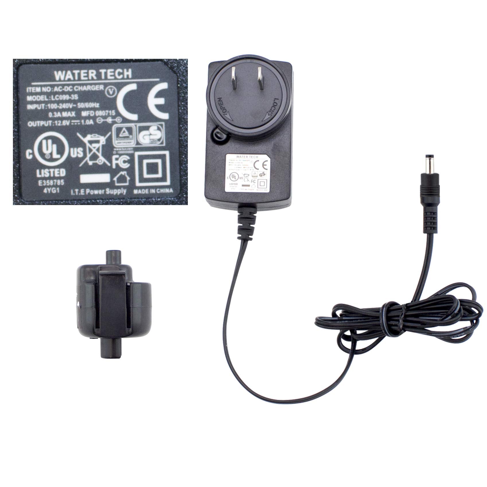 Pool Blaster Water Tech Certified Lithium Wall Charger With Adapter For Max Li, Max Li Cg, Max Li Hd, Millennium Li, Ivac 350 Li
