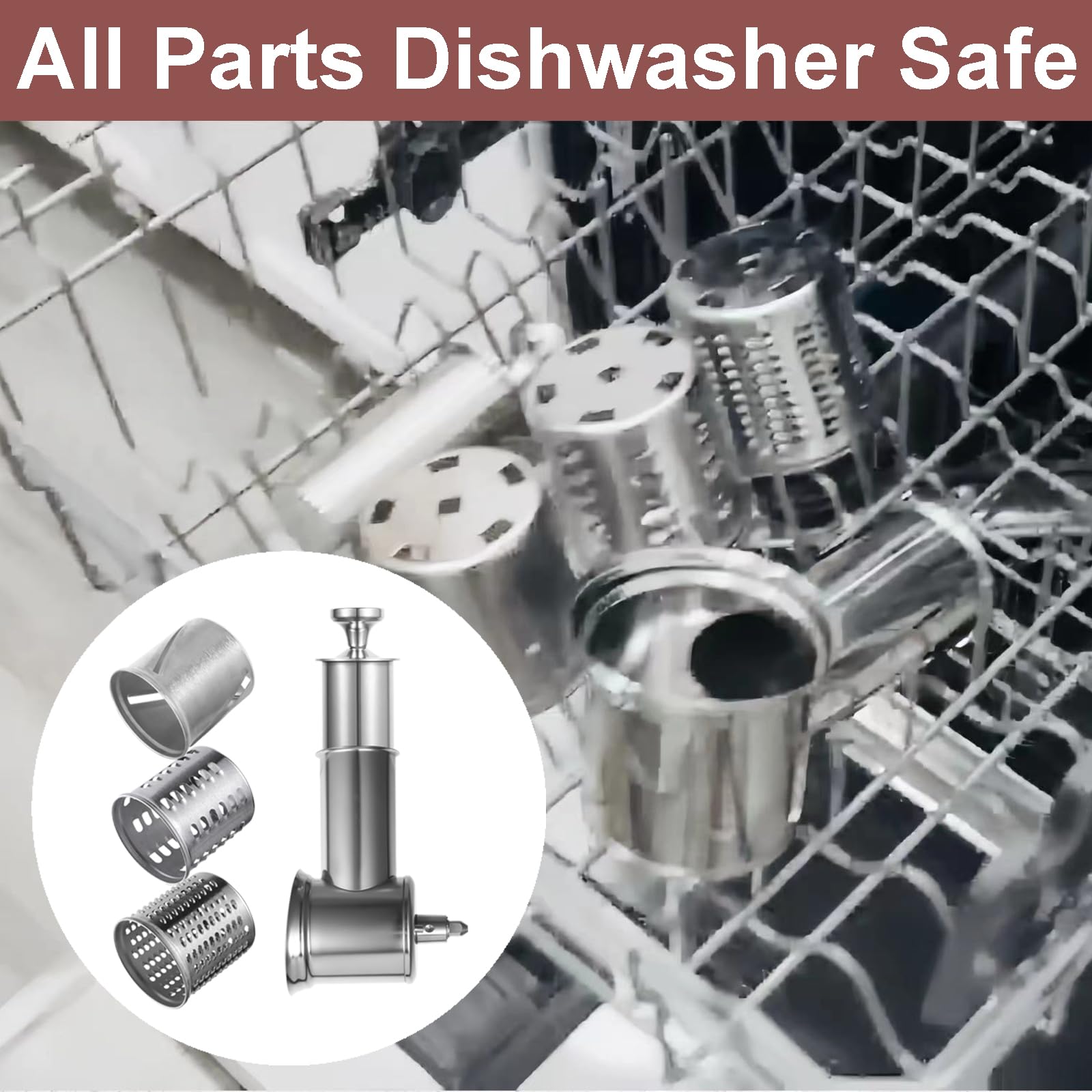 Stainless Steel Slicer Shredder Attachments For Kitchenaid Stand Mixers, Dishwasher Safe, Large Vegetable Cheese Grater Slicer A