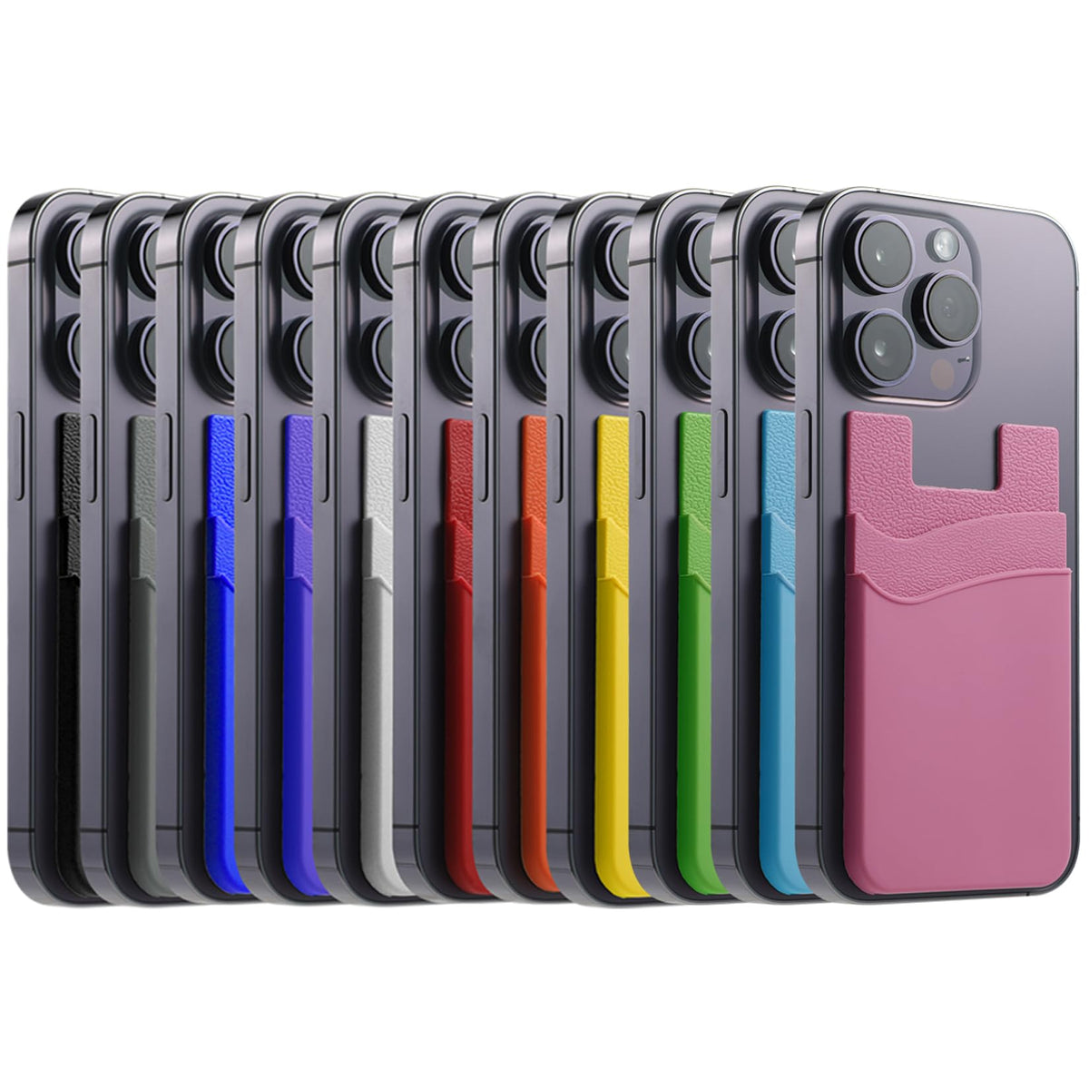 Biajiya Card Holder For Back Of Phone, Stick On Id Credit Adhesive Silicone Pouch Wallet Card Sleeve Pocket For All Smartphones