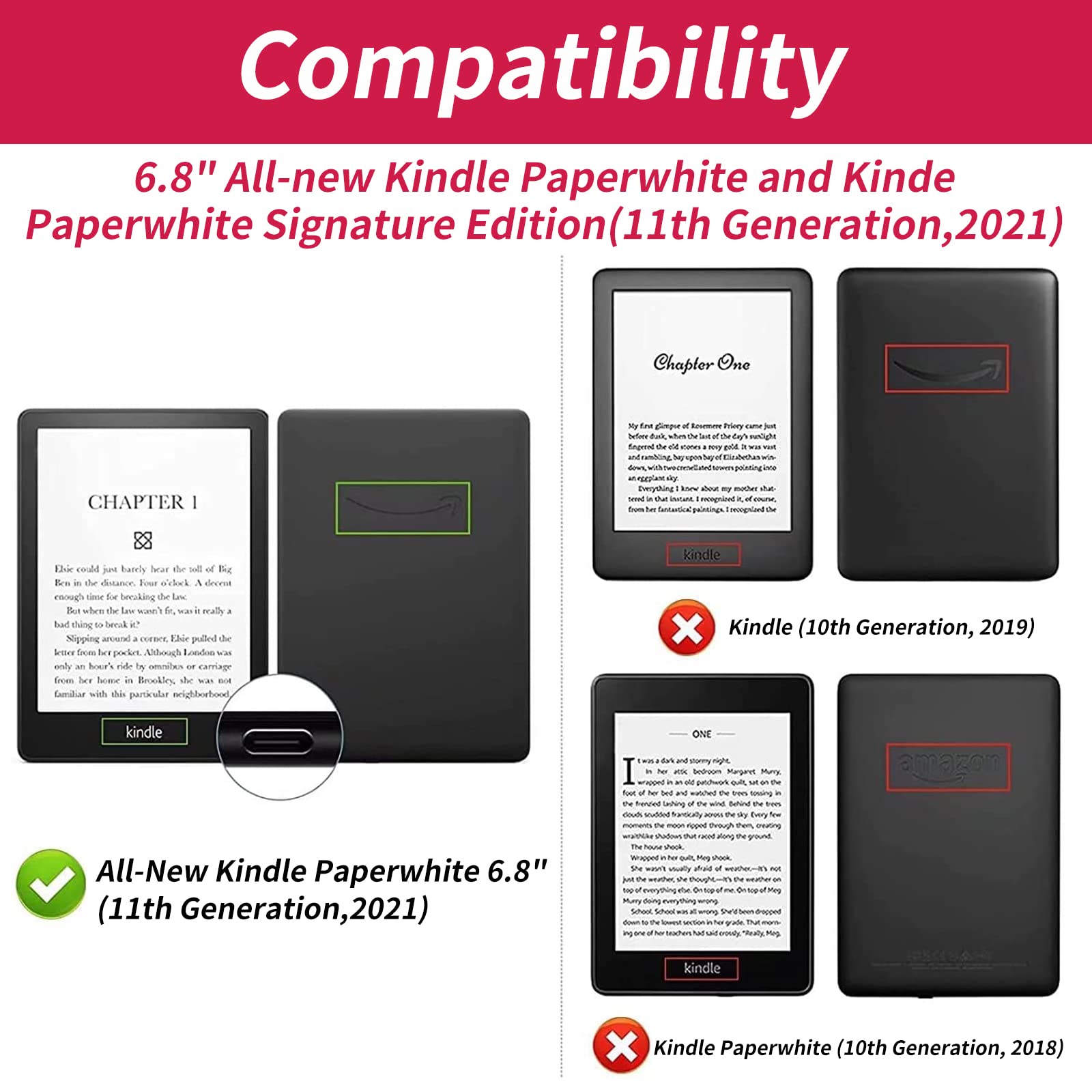 Bfserobj Case For 6.8'' Kindle Paperwhite 11Th Generation 2021 And Kindle Paperwhite Signature Edition Smart Case Adjustable Sta