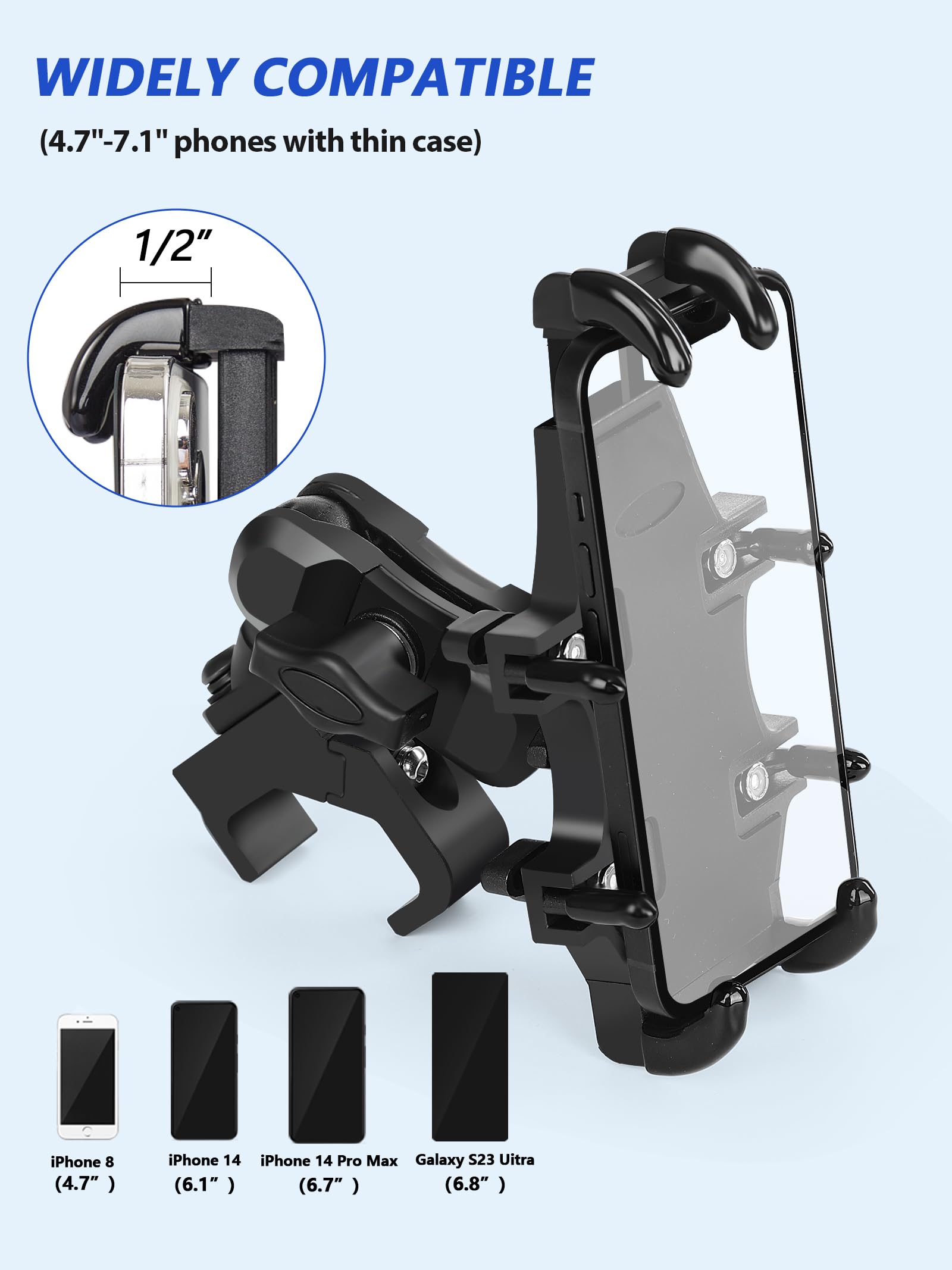 Zidiyoruo Polaris Ranger Phone Mount, Heavy Duty Utv Phone Holder Compatible With Polaris Ranger General Can Am Defender Maveric