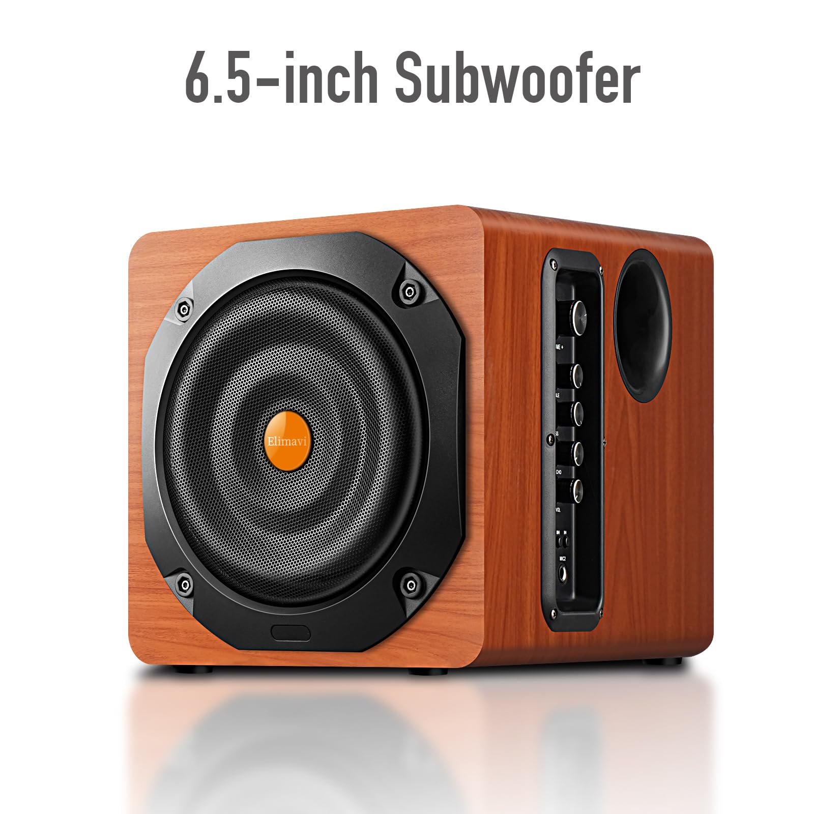 Elimavi Bt 12 2.1 Multimedia Speaker System With 6.5 Inch Subwoofer, Satellite With Midrange And Treble, Desktop Stereo, Optical