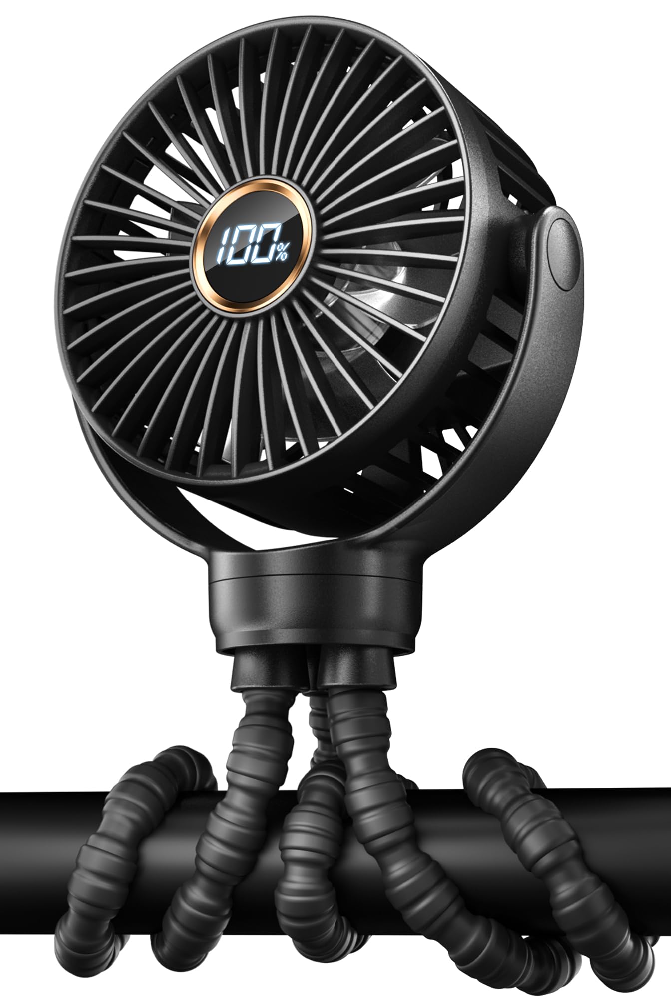 Kidee Mini Stroller Fan, Portable Baby Fan Battery Operated, Led Display With 3 Speeds, Small Clip On Fan Desk Fan Usb Rechargea
