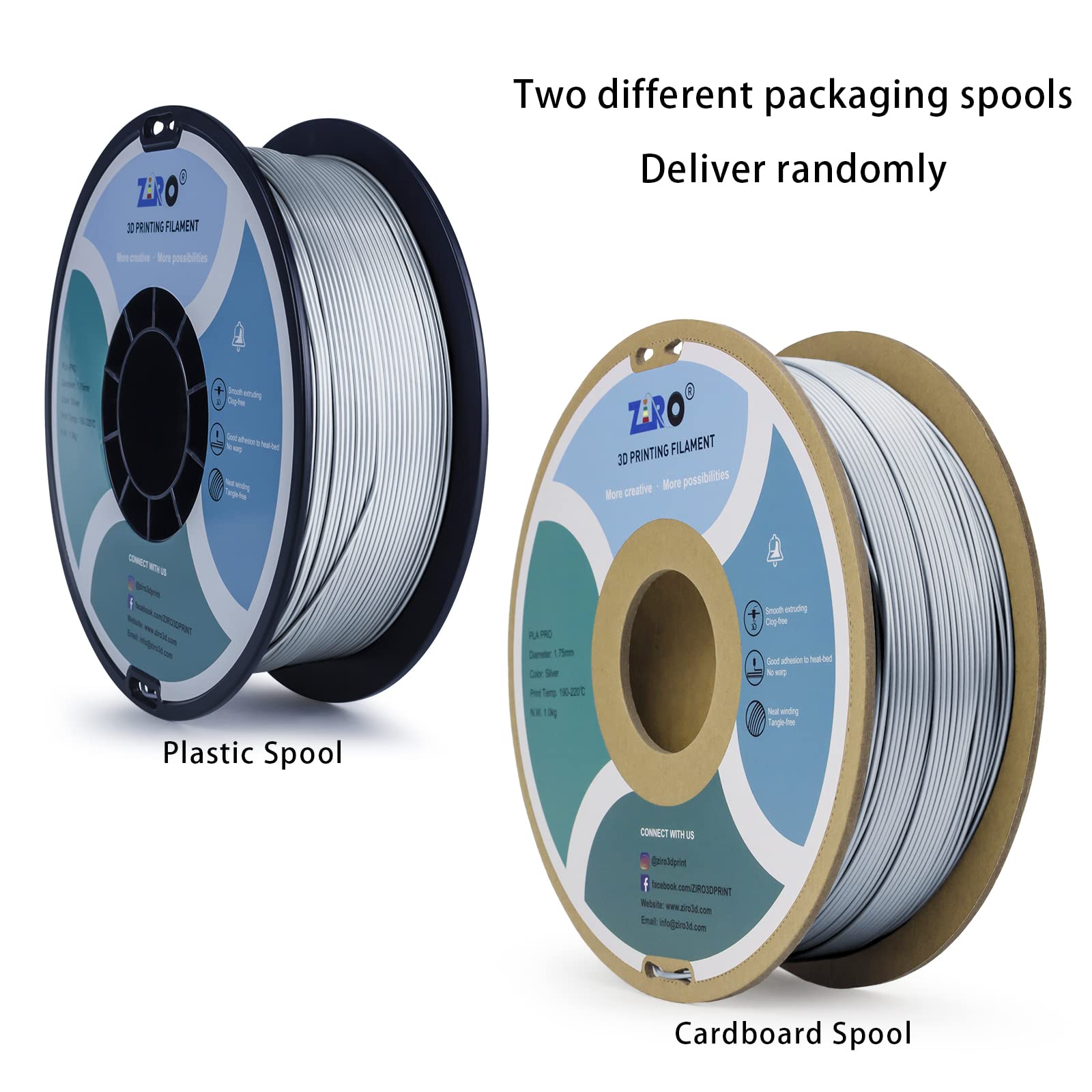 Ziro Pla Metal Filament 1.75Mm,3D Printer Filament Pla Pro Metal Silver 1.75 1Kg(2.2Lbs), Dimensional Accuracy +/  0.03Mm,Silver