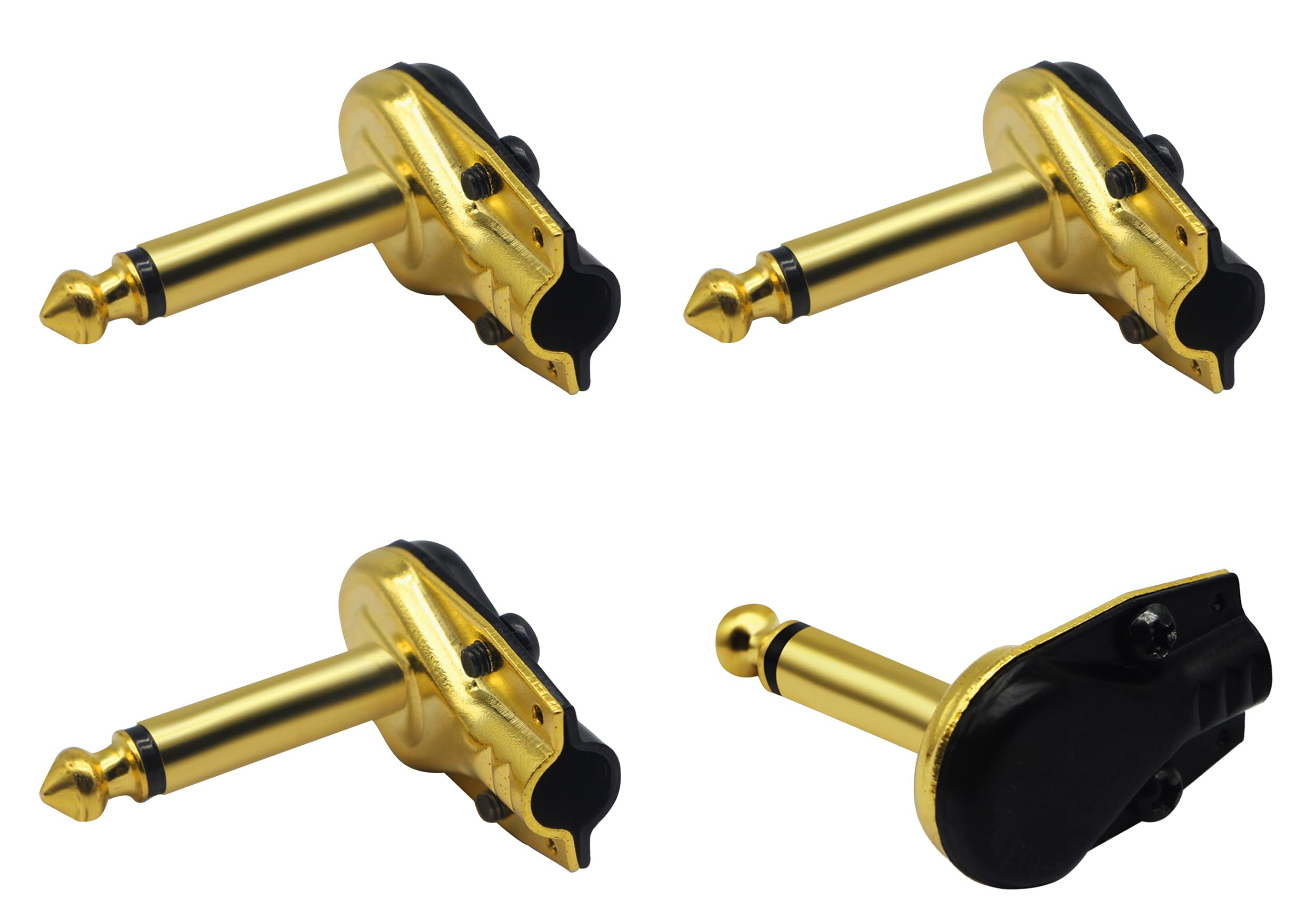 zdyCGTime DIY 6.35MM 1/4 Mono Male 90 Degree Right Angle Pancake Style Plugs Connectors for Speaker,Snakes Golden Plated TS Male