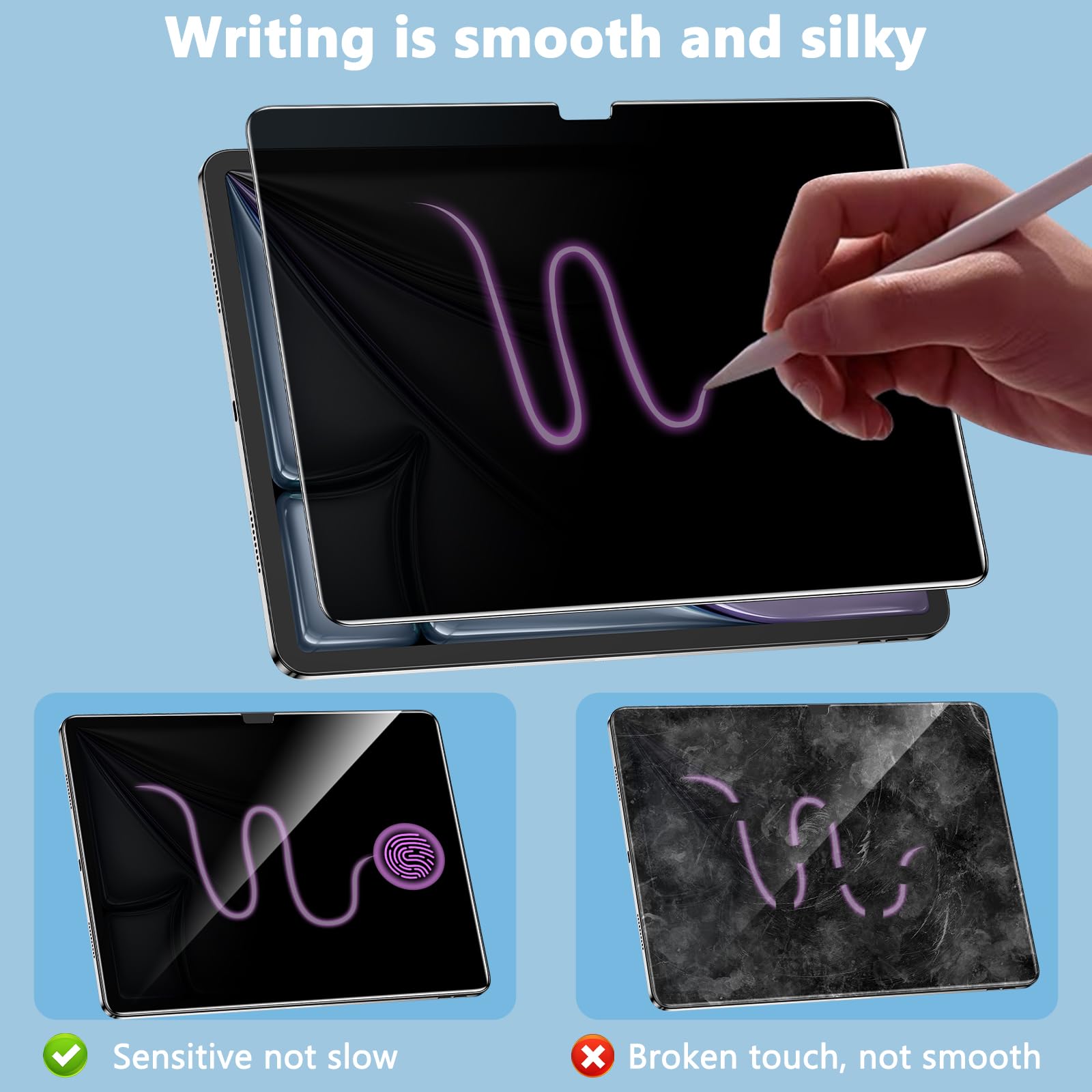 Wyqltd Privacy Screen Protector For Ipad Air 11 Inch 2024/ Ipad Air 6Th Generation, Anti Spy 9H Tempered Glass, Anti Scratch, Bu