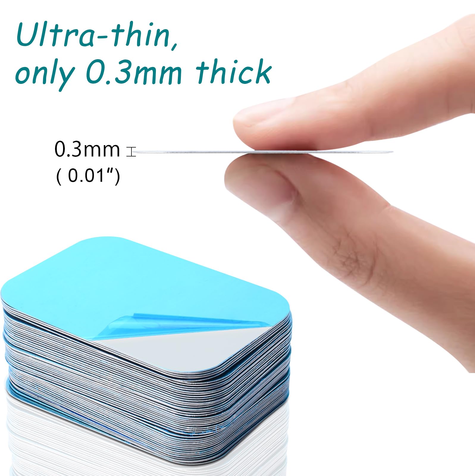 Fpmyb 50 Pcs Metal Plates For Magnetic Car Phone Holder Cradle, Thin Steel Sheets Mount Metal Plates With Adhesive Round And Squ