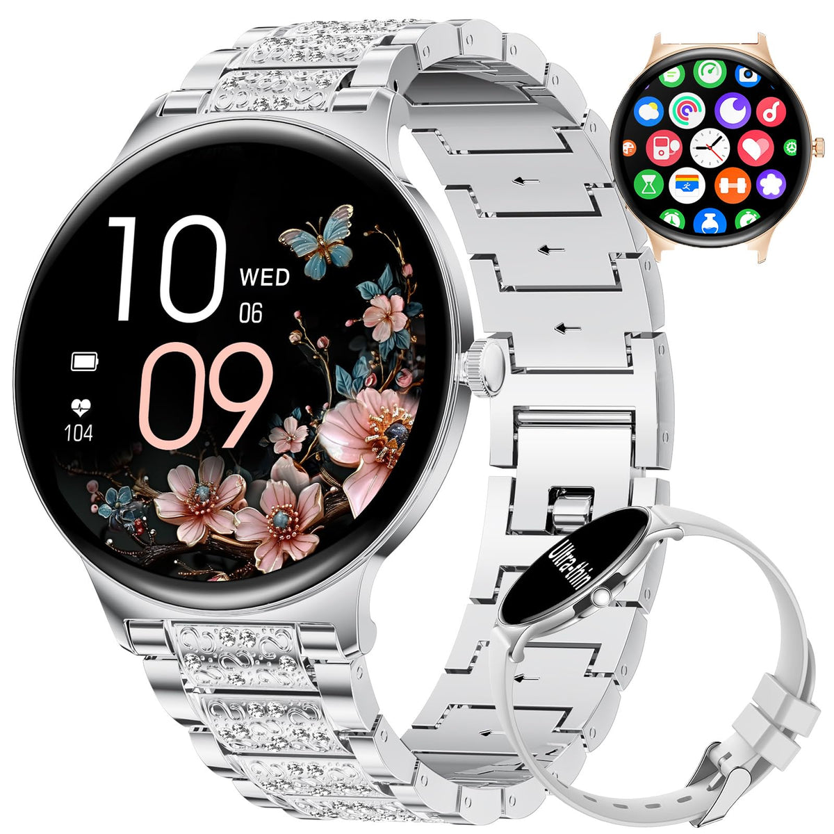Lige Smart Watch For Women(2 Bands), Ultra-Thin 1.43 '' Hd Amoled Smartwatch For Android Ios,Fitness Tracker With 120+ Sport Mod