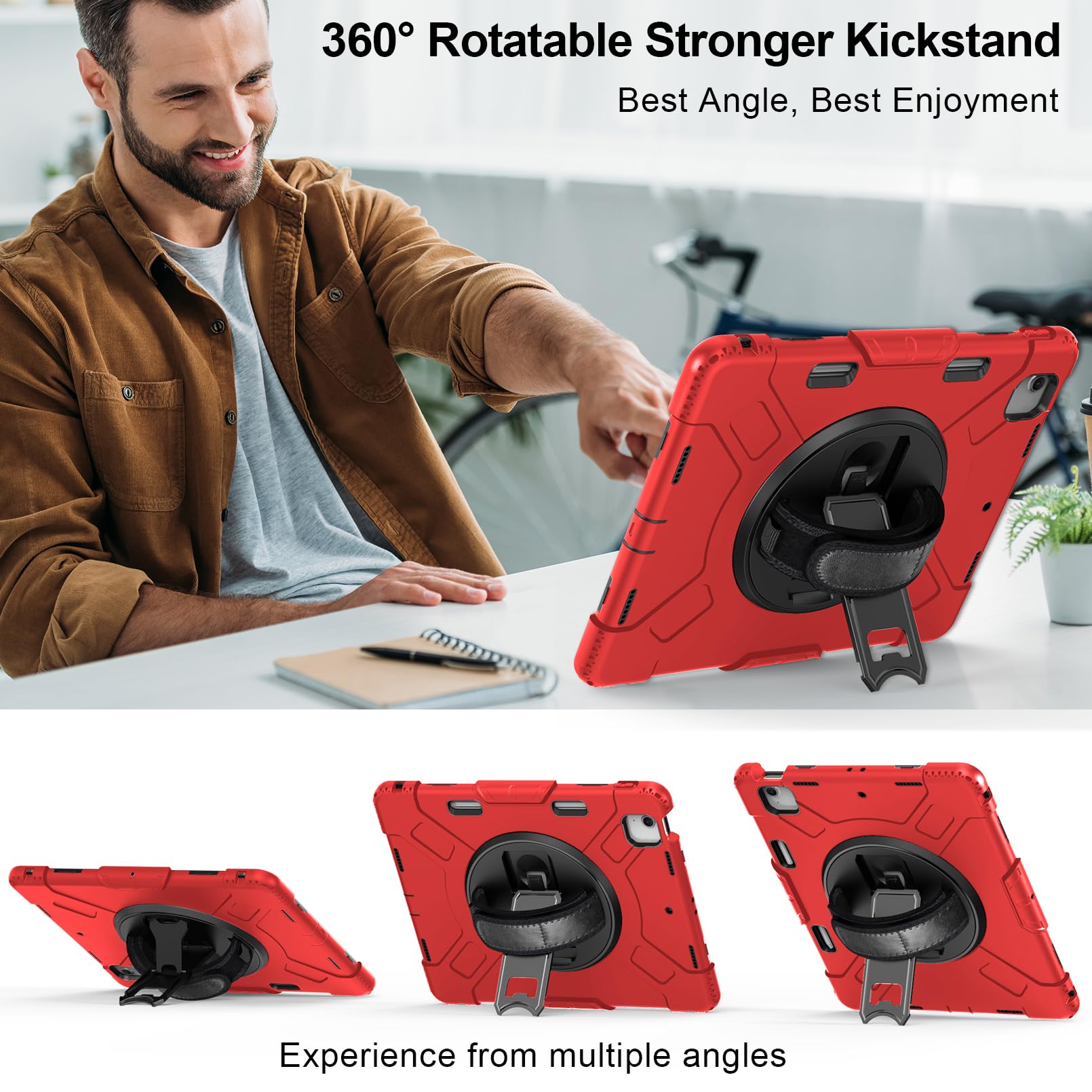 Miesherk Stock Case For Ipad Air 13'' 2024: Military Grade Shockproof Rugged Case For Ipad Air 13''(M2) W/Screen Protector   Sta