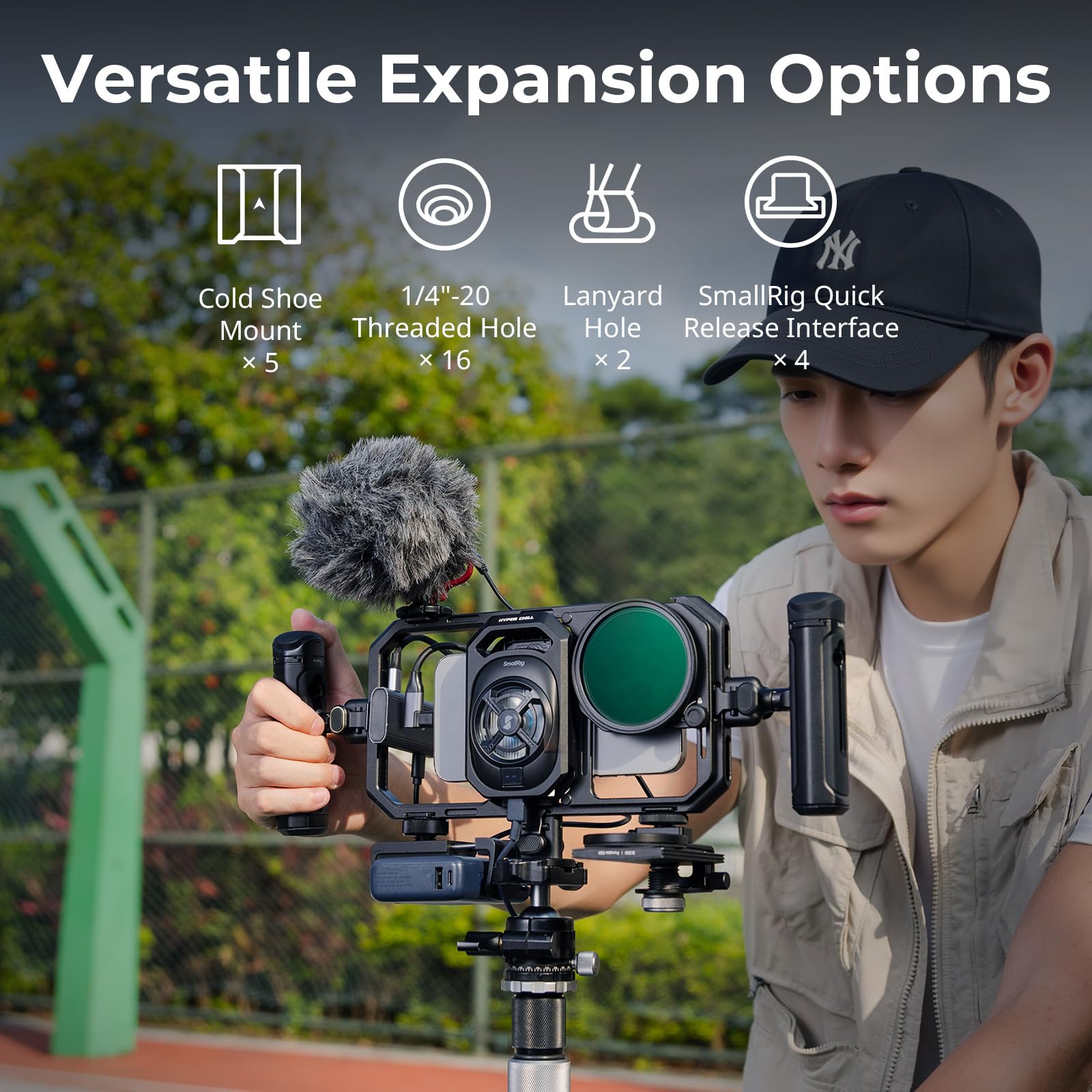 Smallrig All-In-One Cooling Dual Handle Phone Cage Kit For Iphone 17/16/Android, 15W Active Cooler & 4-In-1 Usb-C Hub, Universal