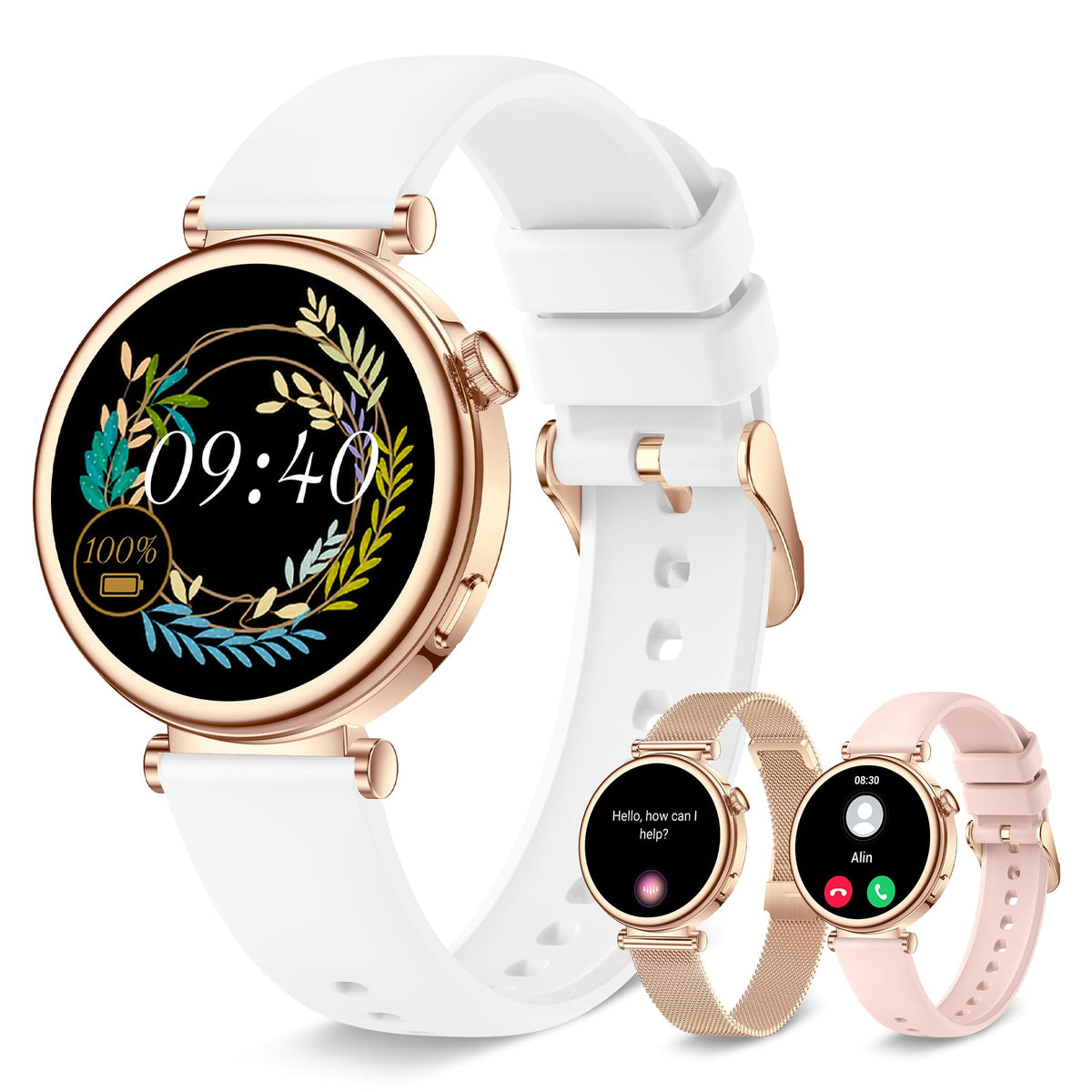 Small Smart Watch For Women With Bluetooth Call, 1.27 '' Fitness Watch Step Counter Heart Rate Sleep Monitor 100+ Sports Modes F
