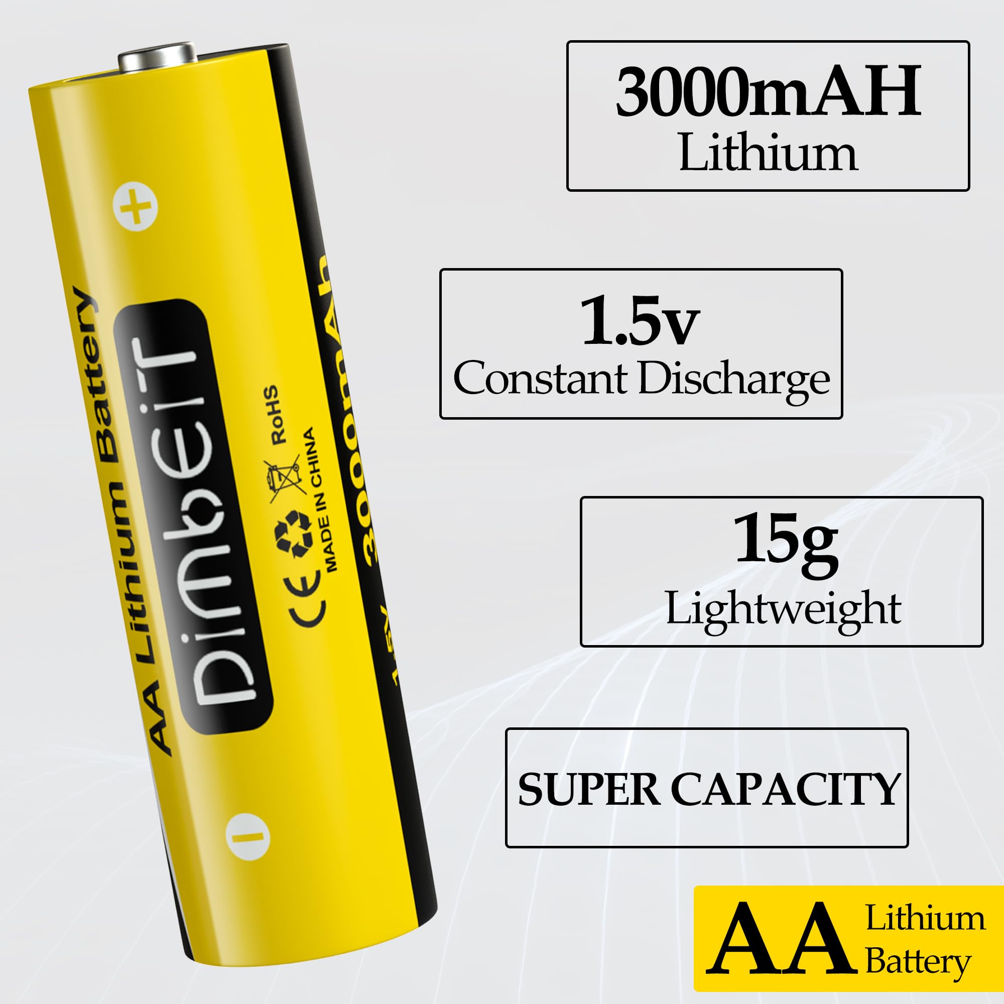 Dimbeit 12 Pack Lithium Aa Batteries, Long Lasting 3000Mah 1.5V Lithium Double A Battery, 20-Year Shelf Life Aa Size Batteries F