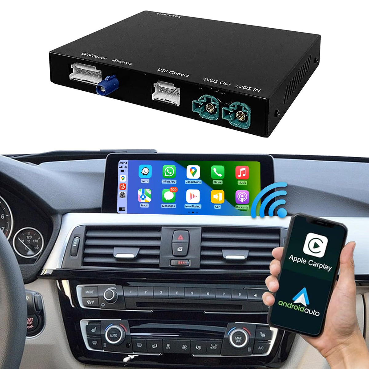 Road Top Wireless Carplay Android Auto For Bmw Nbt System 3 4 5 6 7 Series X1 X3 X4 X5 X6 2012-2016, Support Mirrorlink, Gps/Nav