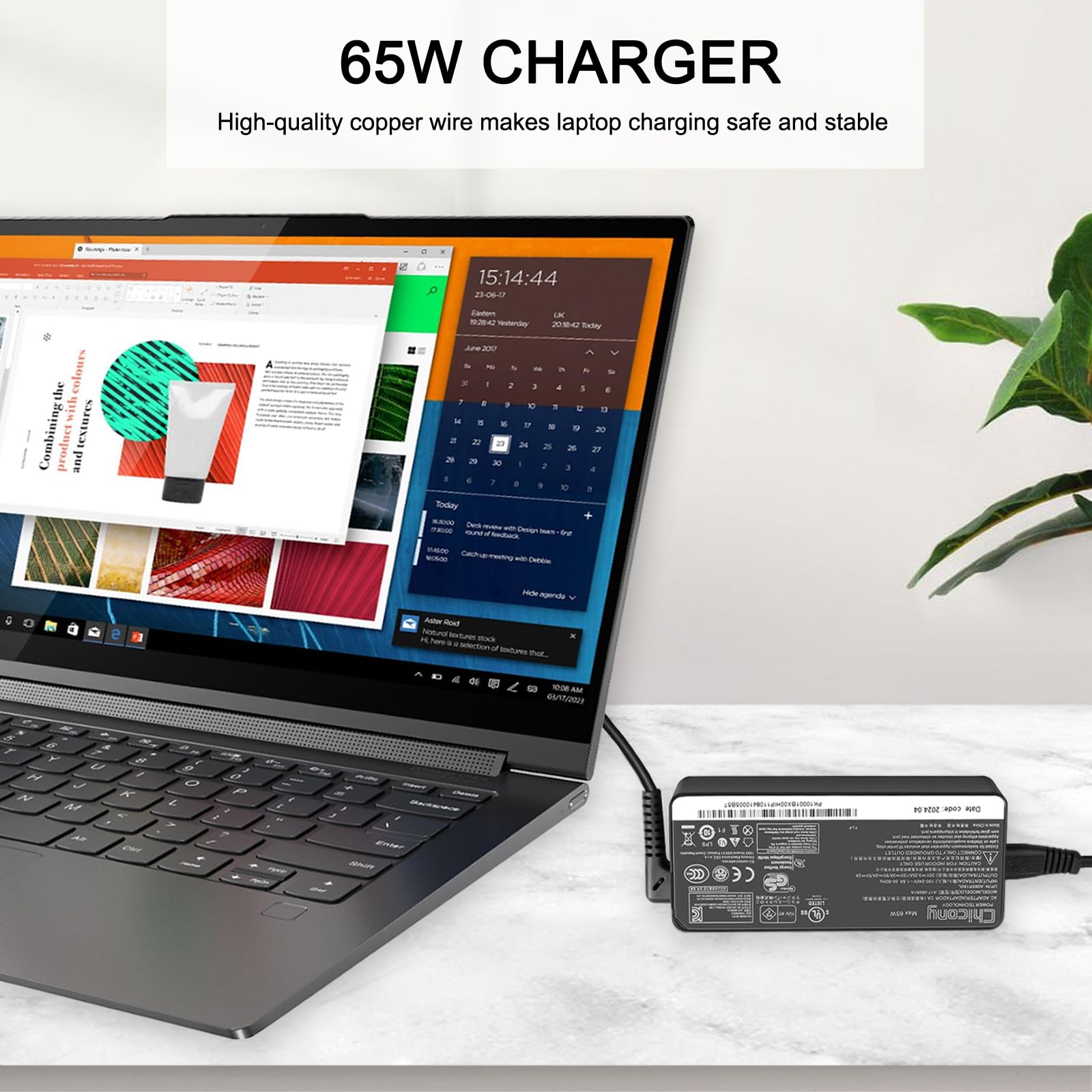 2 Prong 65W Usb C Ac Adapter For Lenovo Thinkpad Charger T480 T480S T490 T490S T495 T495S T580 T590 E480 E490 E490S E495 E580 E590 E595 X1 Carbon X395 Power Cord