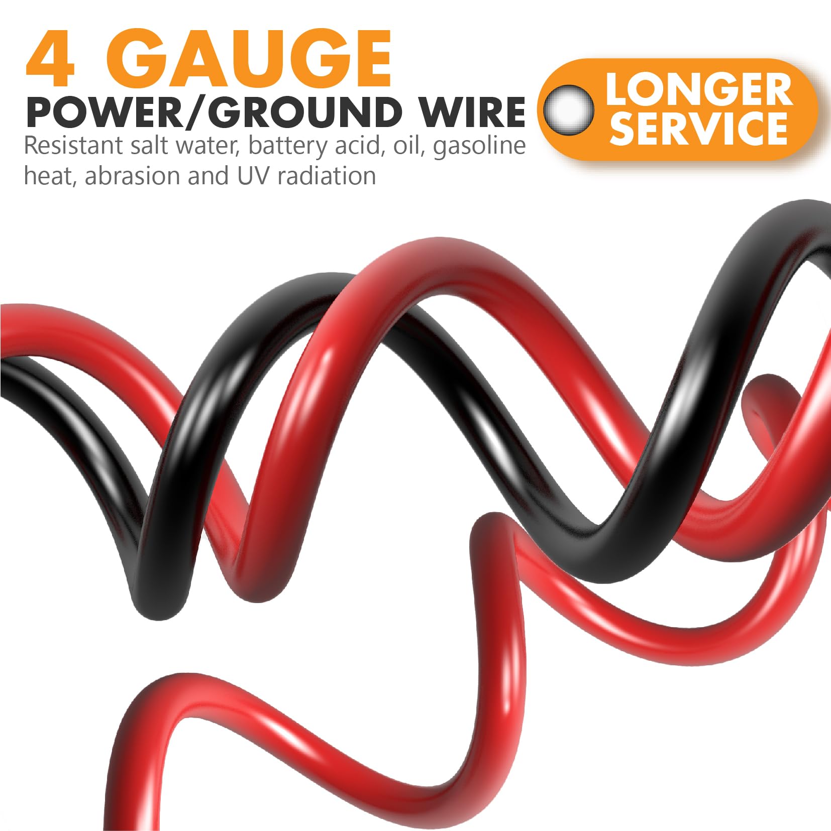 Jeemiter 4 Gauge Wire Copper Clad Aluminum   Primary Automotive Wire, Car Amplifier Power & Ground Cable, Battery Cable With Lug