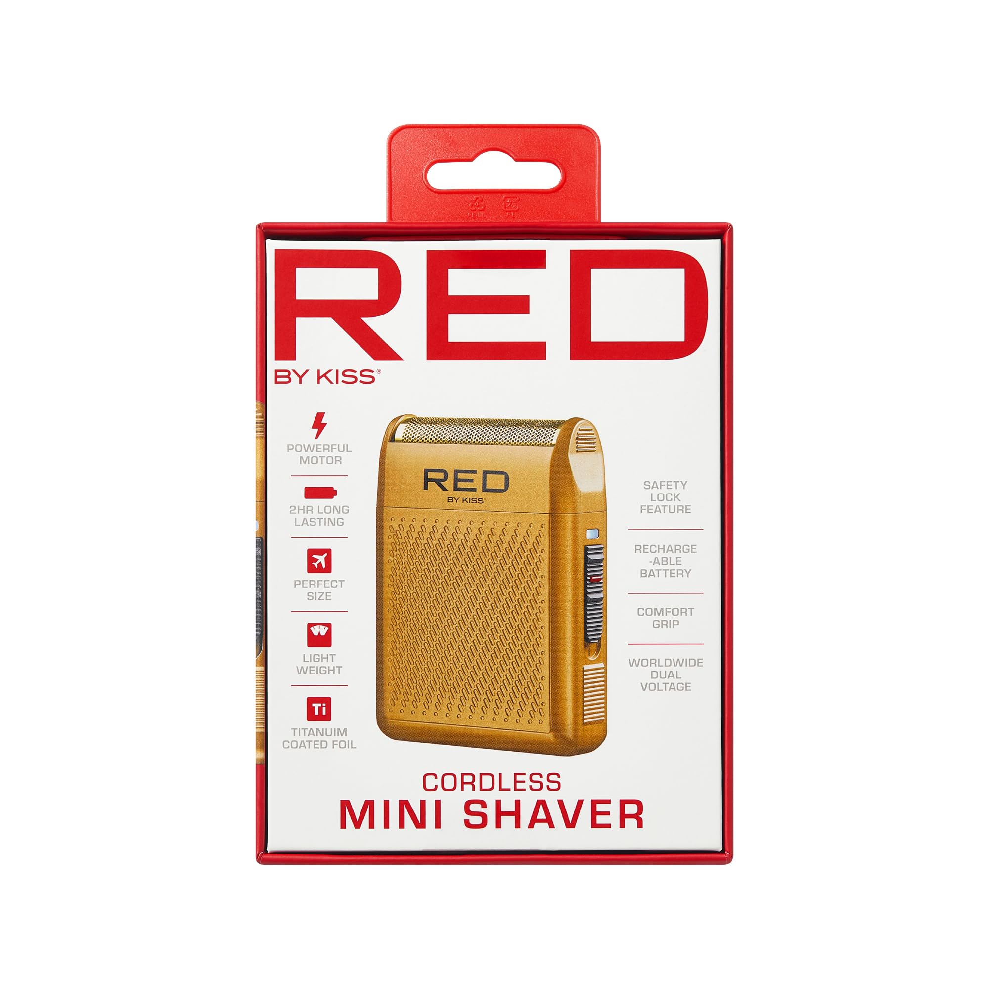 Red By Kiss Cordless Mini Shaver For Men, Compact High Precision, Quick Usb C Charging, Non Slip Grip, Long Lasting Battery, Tra