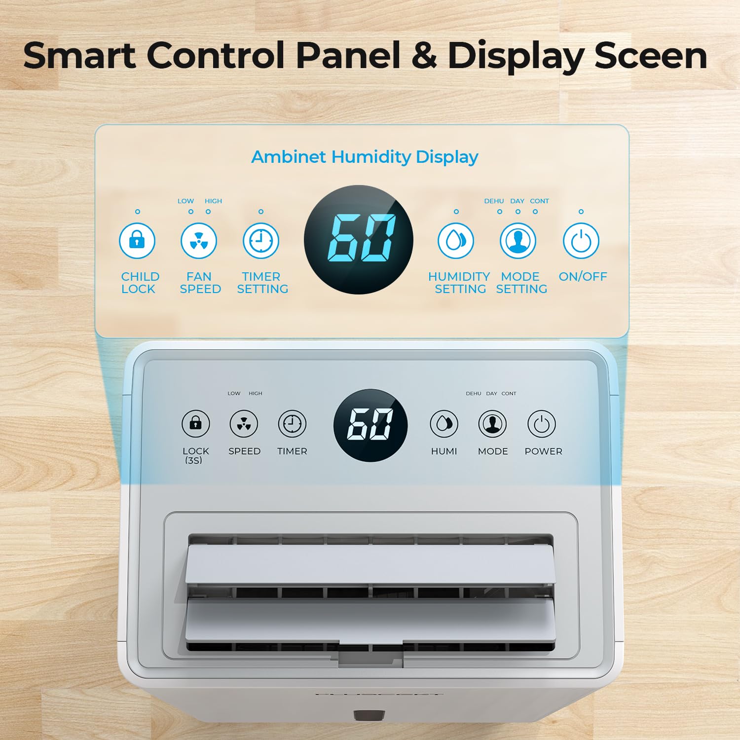 1500 Sq.Ft Dehumidifier For Basement, Pluscent 21 Pints Quiet Dehumidifiers For Home, Large Room, Bedroom With Drain Hose, Smart