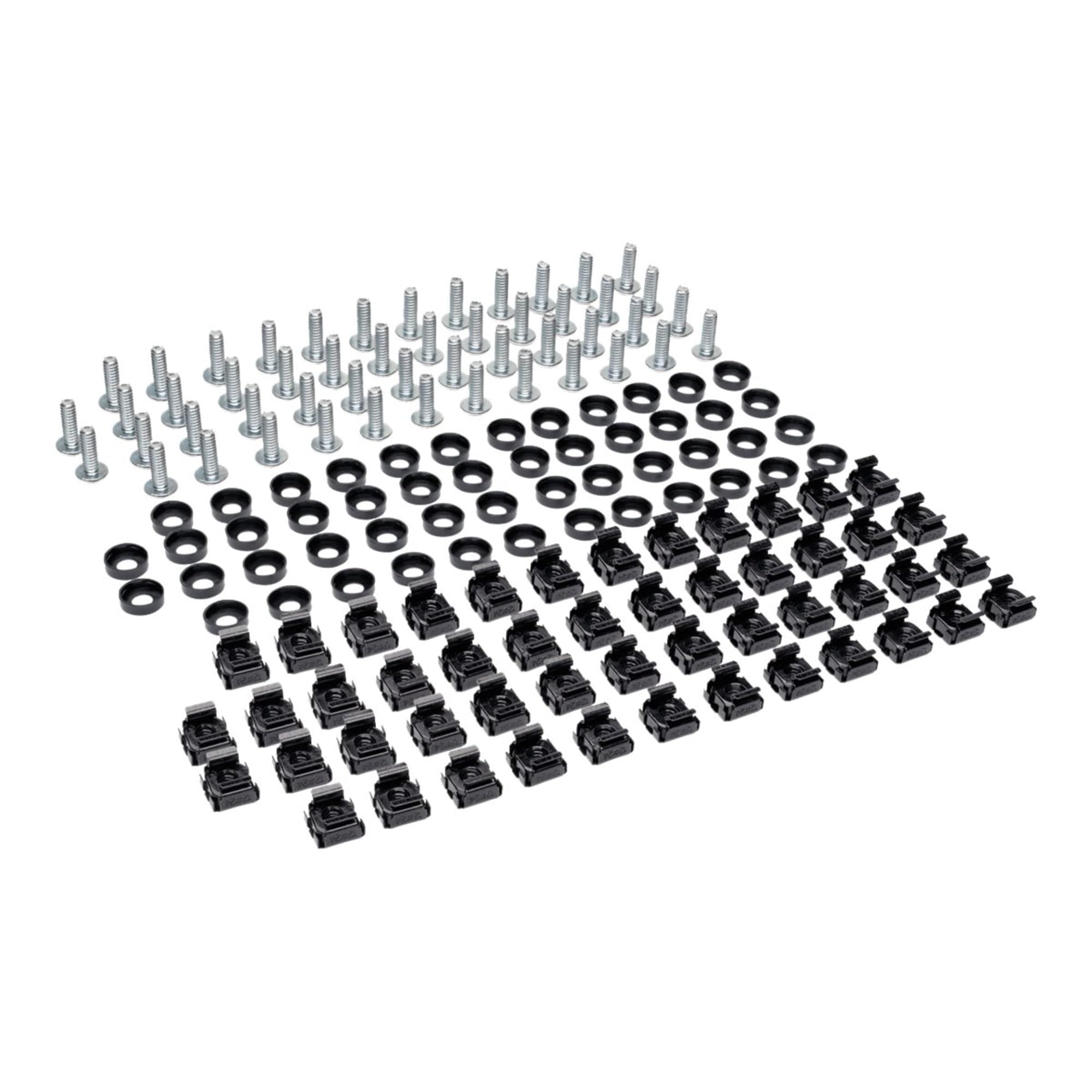 TRIPP LITE Rack Enclosure Square Hole Hardware 50-Piece Kit with 12-24 Screws and Washers Components SRCAGENUTS1224, Black