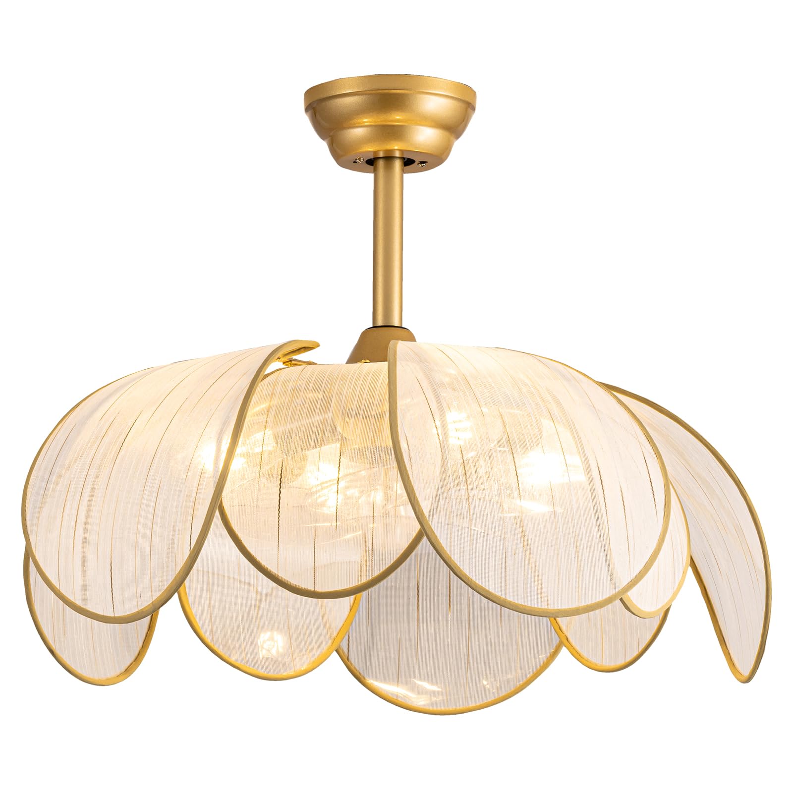 DARYEWO 26 Flower Ceiling Fans with Lights and Remote Control,Boho Gold Chandelier Fan with 6 Speeds, Modern Fandelier for Kitch