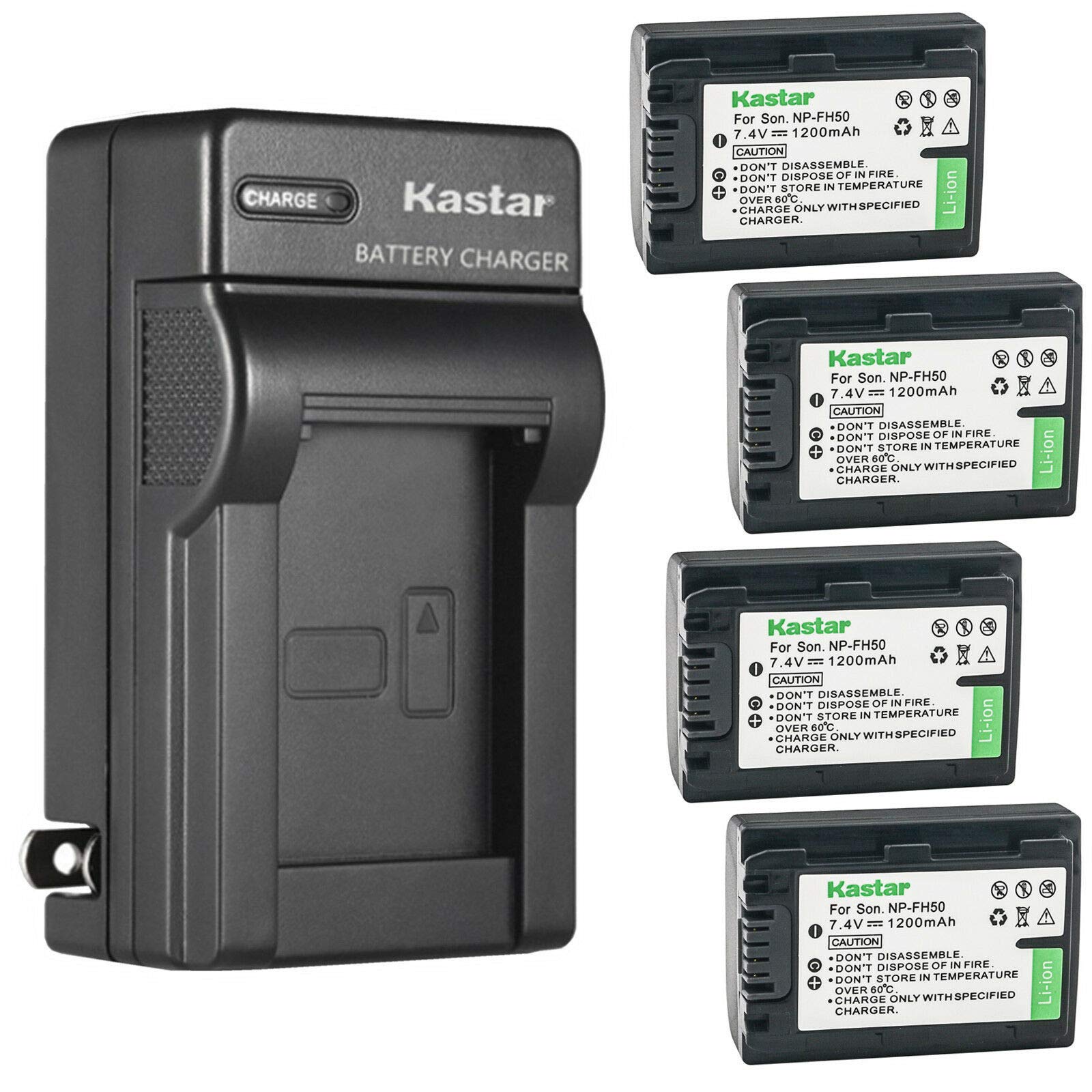 Kastar 4-Pack Battery and AC Wall Charger Replacement for Sony DCR-HC16, DCR-HC17, DCR-HC18, DCR-HC19, DCR-HC20, DCR-HC21, DCR-H