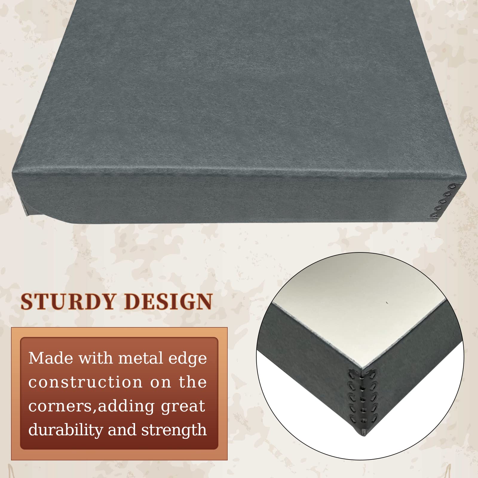 Golden State Art, Archival Folio Storage Box 11X14, Clamshell Design With Metal Edge, Preserve And Store Photos Documents Cards Prints Arts And Crafts Diy, Gray, Pack Of 2