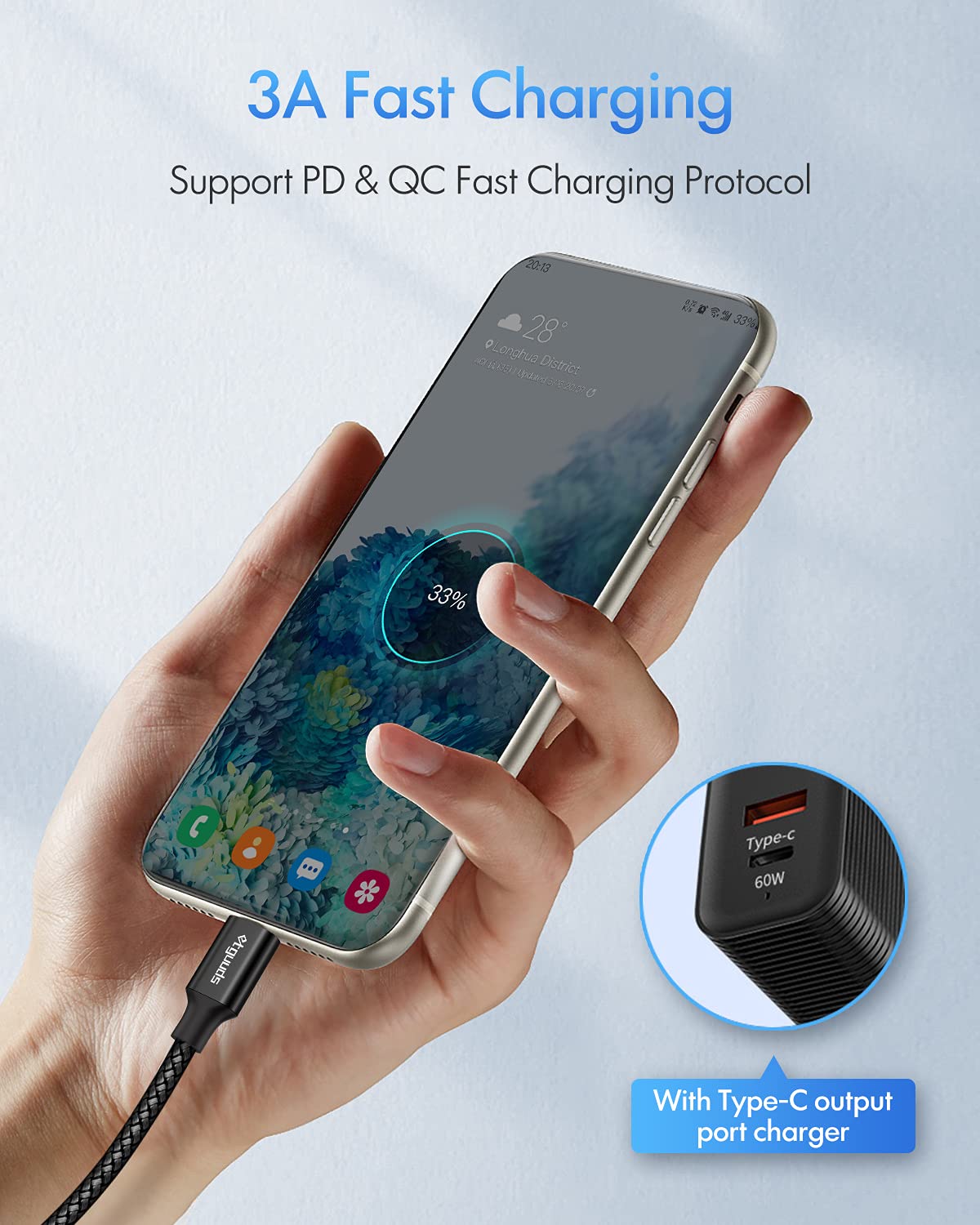 Etguuds Extra Long Usb C To Usb C Cable [ 16Ft/5M Pd 60W Type C To Type C Cable Fast Charge, Durable Double Braided Nylon Usb C