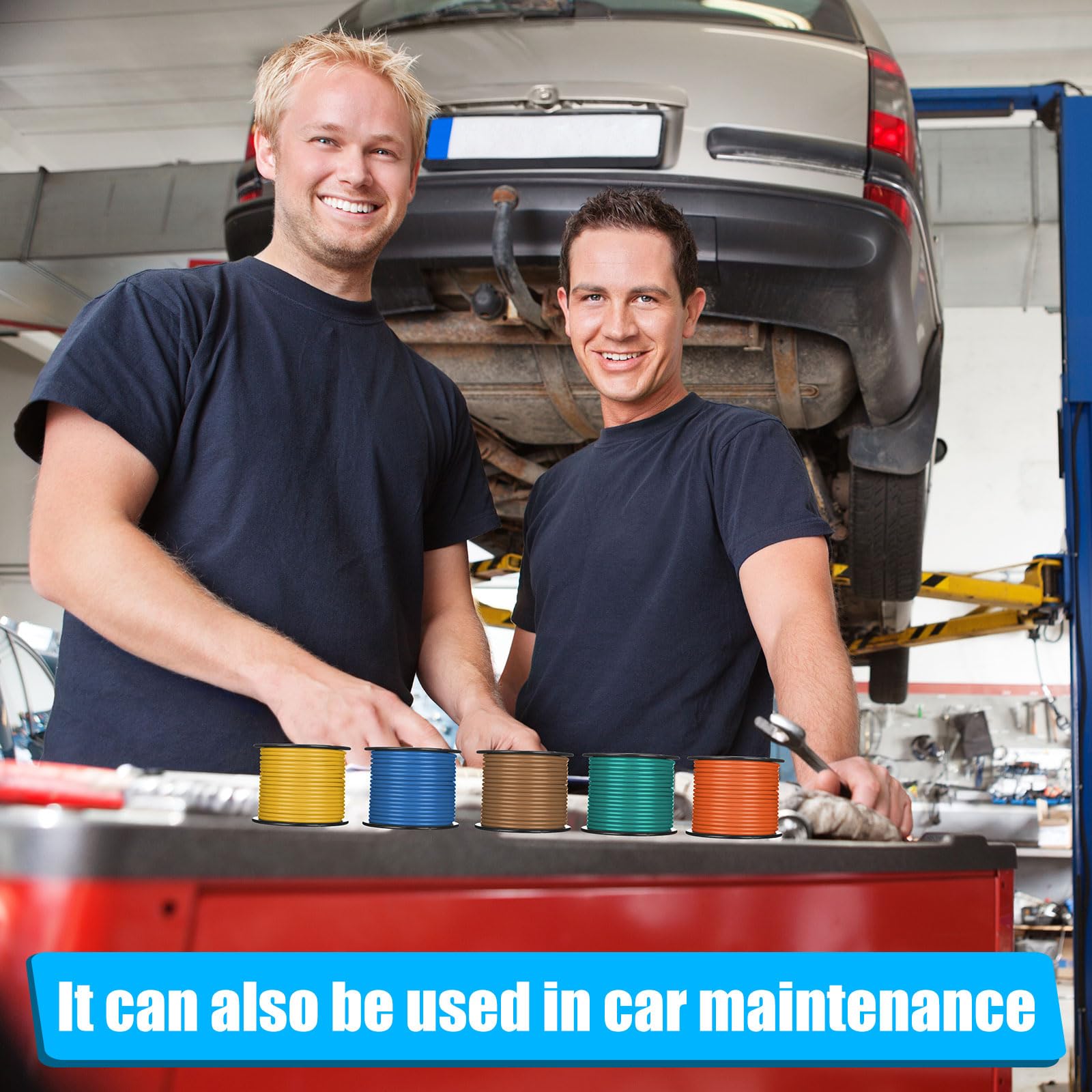 Gisafai 10 Pcs Wire 100 Ft Per Roll (1000 Ft Total) Automotive Primary Wire Spools Copper Clad Aluminum Primary Wire For 12V Aut