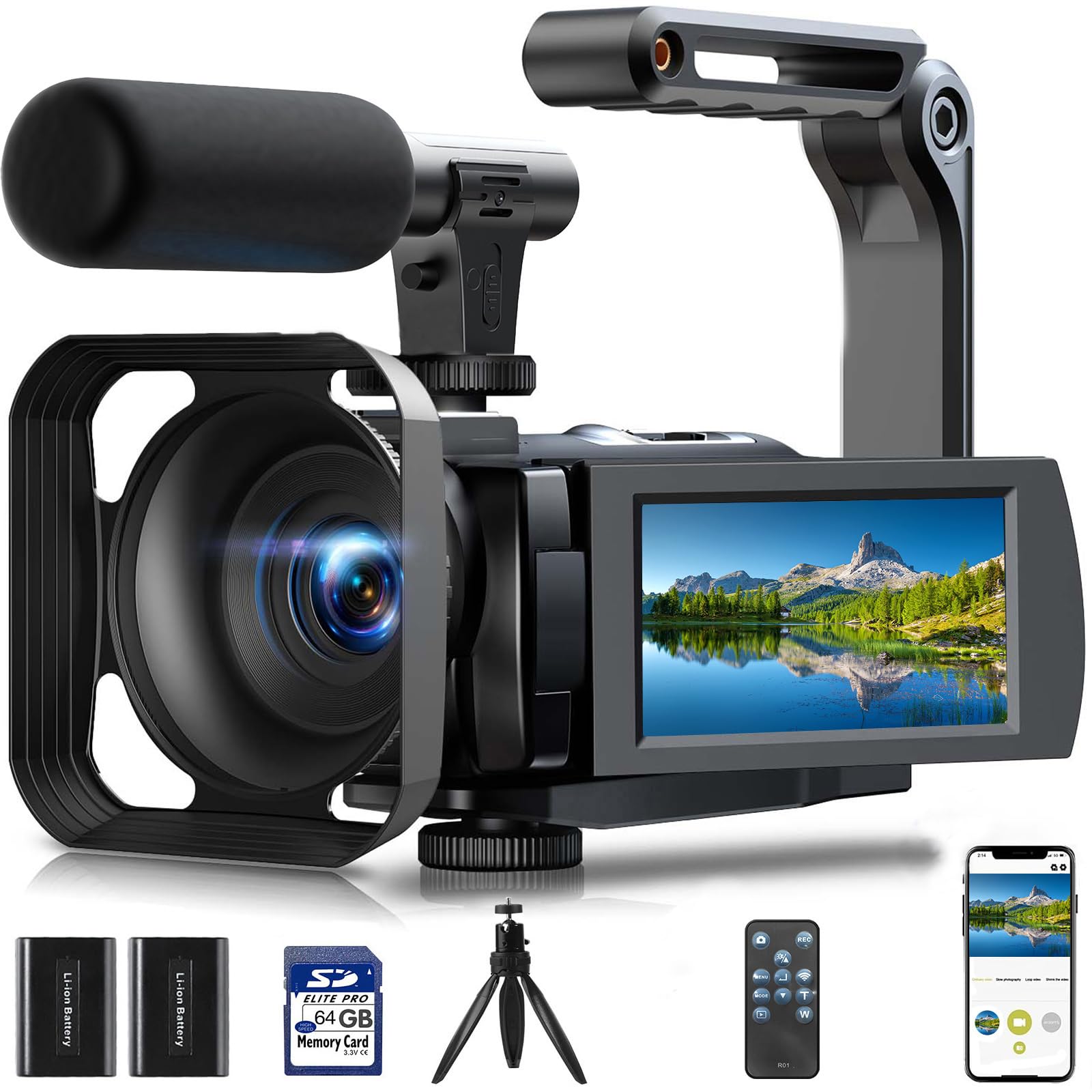 5K Video Camera Camcorder 56MP Wifi IR Night Vision Vlogging Camera, 16X Digital Zoom Touchscreen YouTubers Camera Recorder with