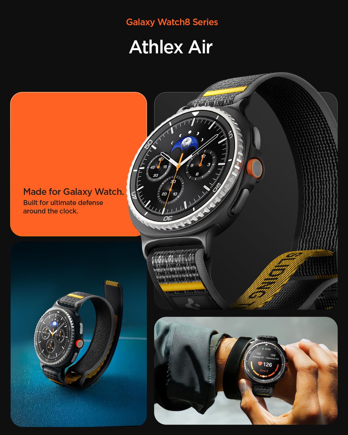 Spigen Athlex Air Designed For Samsung Galaxy Watch 8 44/40Mm, 8 Classic 46Mm Band Adjustable Solo Loop Strap (2025) - Active Bl