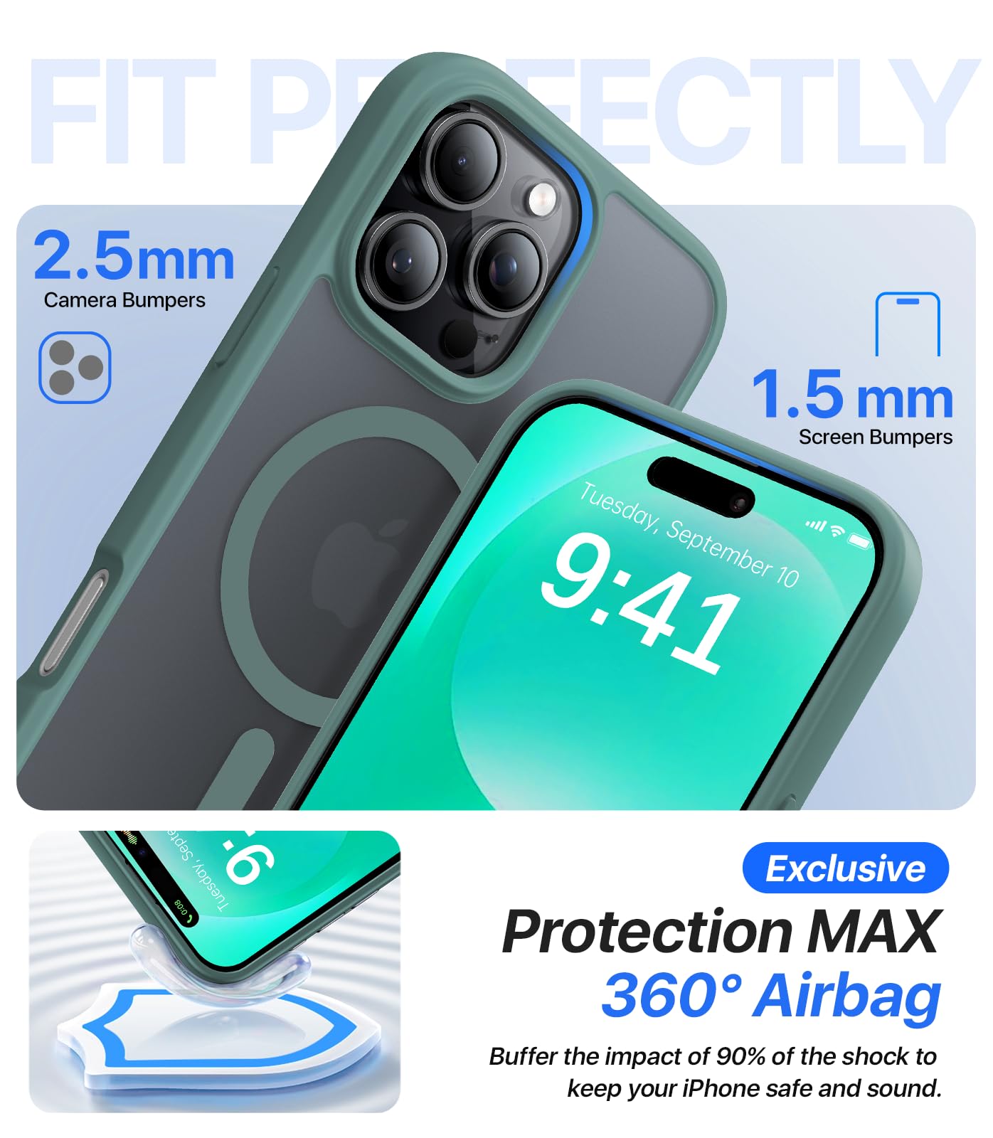 Aulofe Magnetic Shockproof For Iphone 16 Pro Max Case,Skin Friendly[Compatible With Magsafe] [Military Grade Protection]Anti Yel