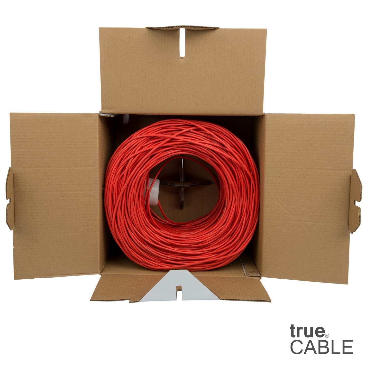 Truecable Cat5E Riser (Cmr), 1000Ft, Red, 24Awg 4 Pair Solid Bare Copper, 350Mhz, Poe++ (4Ppoe), Etl Listed, Unshielded Twisted Pair (Utp), Bulk Ethernet Cable