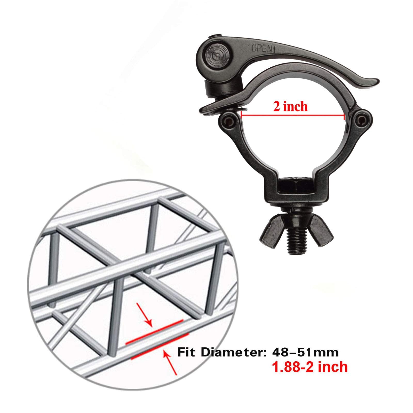 Mountain_Ark 5 Pack 2 Dj Stage Lighting Clamps Truss Clamp Heavy Duty 220 Lbs, Quick Release & Lock, Black