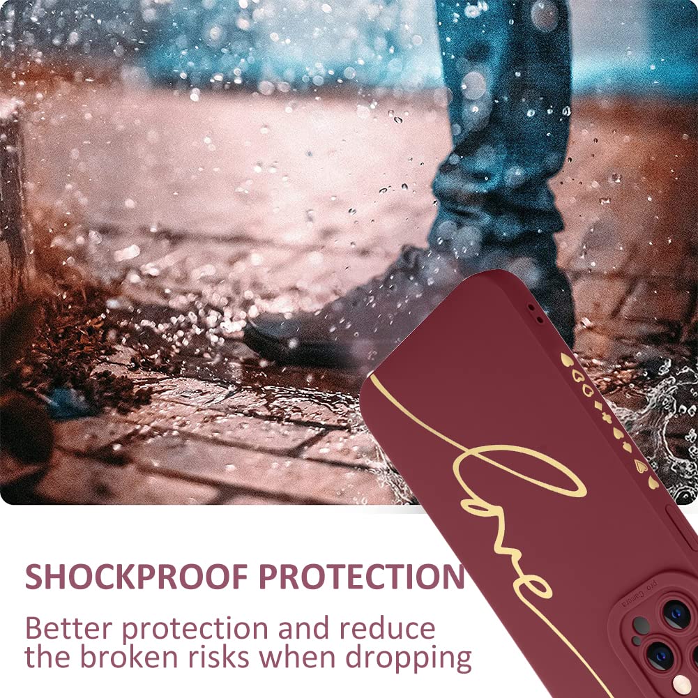 MOWIME iPhone 12 Pro Max Phone Case Soft TPU Shockproof Anti-Fall Lens Cover Love Letter Graphic Red 6.7-Inch