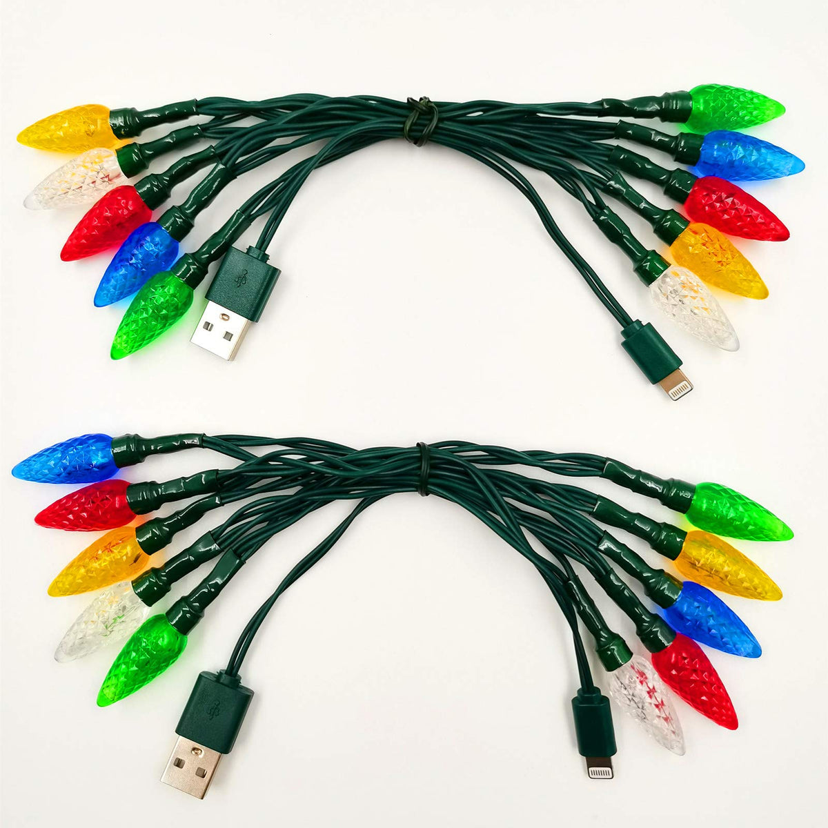 Holiday Led Christmas Lights Charging Cable, Usb And Bulb Charger, 50 Inch 10 Led Multicolor Christmas Cable For Phone 5 5S 6 6P