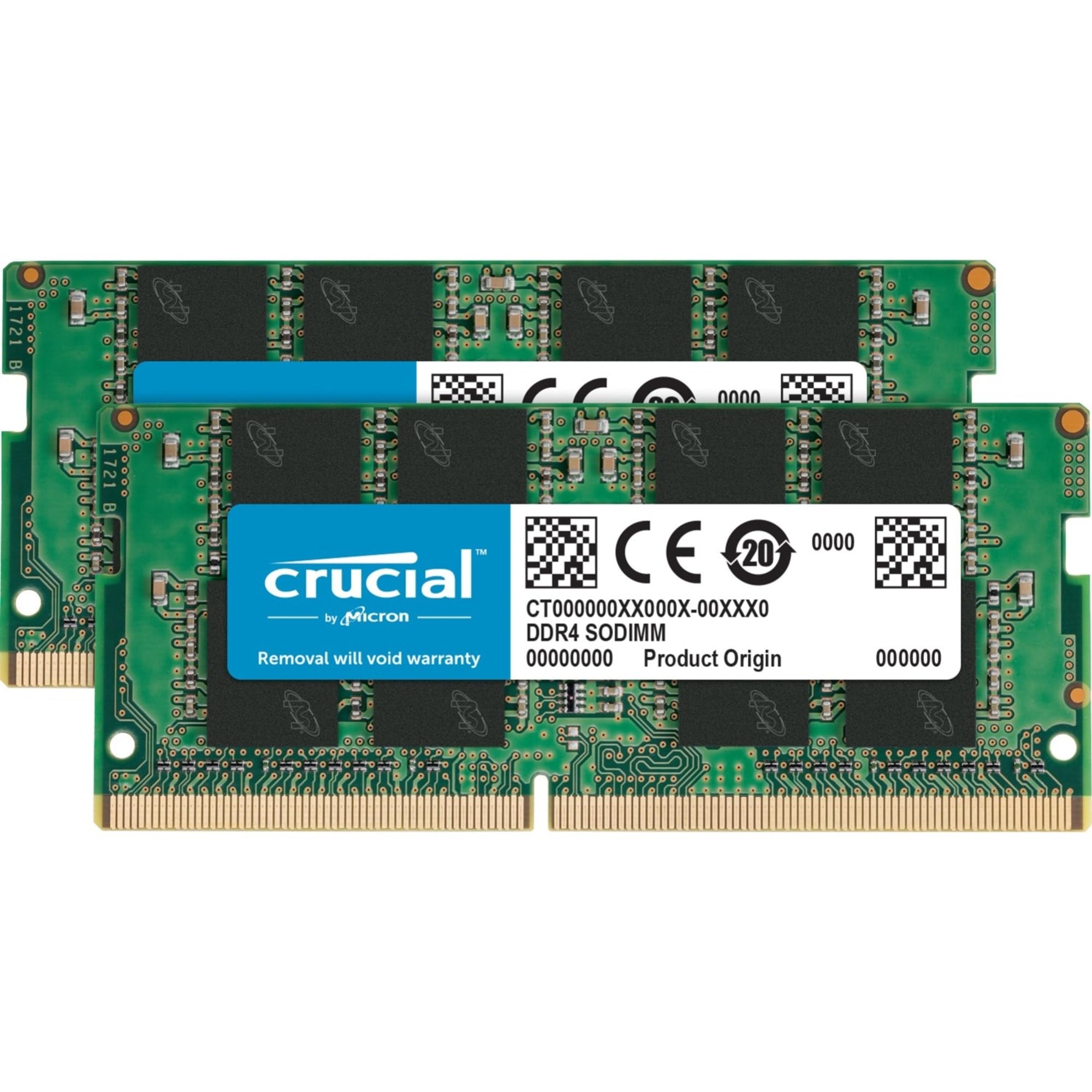 Crucial 32GB DDR4 SODIMM RAM Kit (16GBx2) PC4-19200, Multicolor, Model CT2K16G4SFD824A