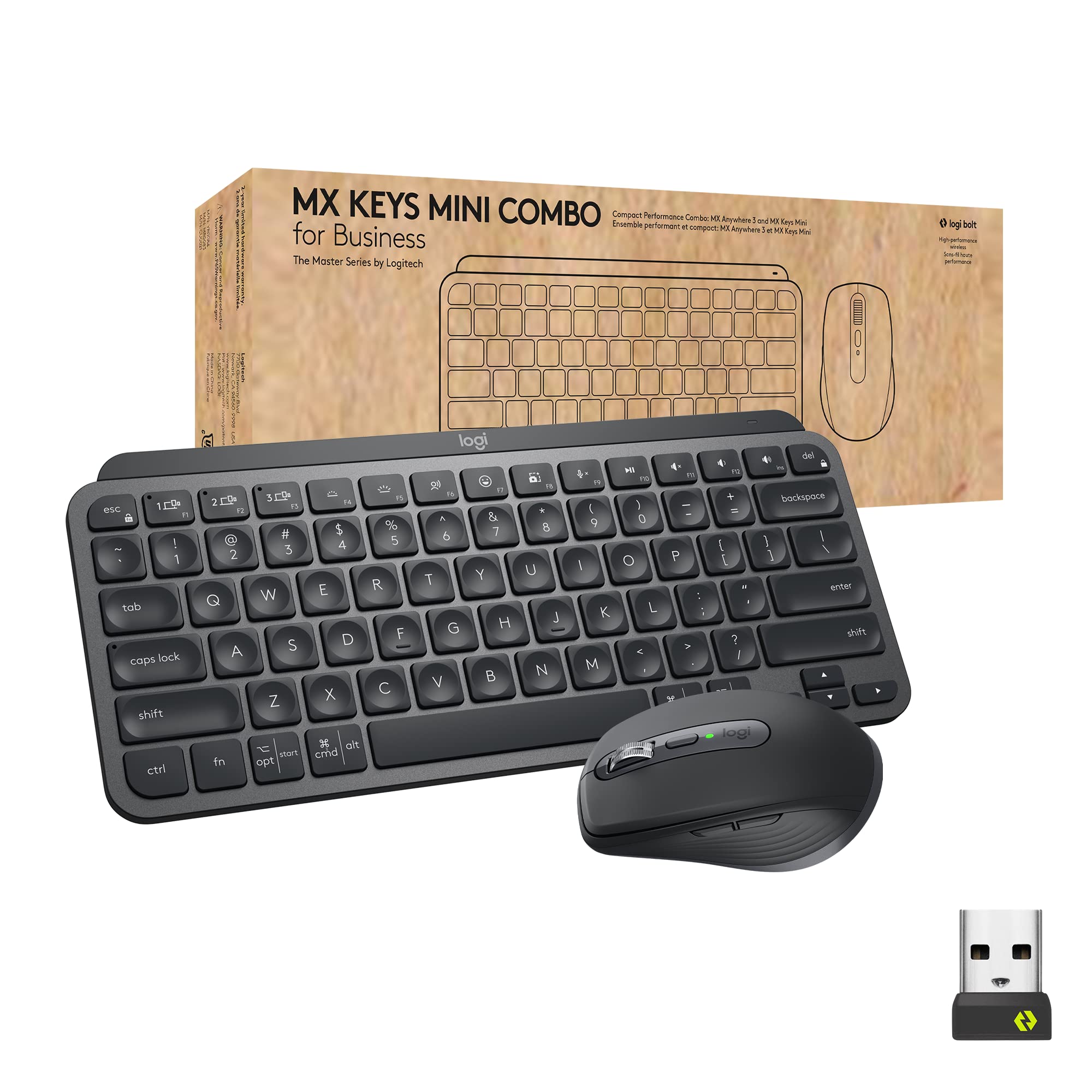 Logitech Mx Keys Mini Combo For Business  Compact Wireless Keyboard & Mouse Logi Bolt Technology Bluetooth Certified Windowsmacc