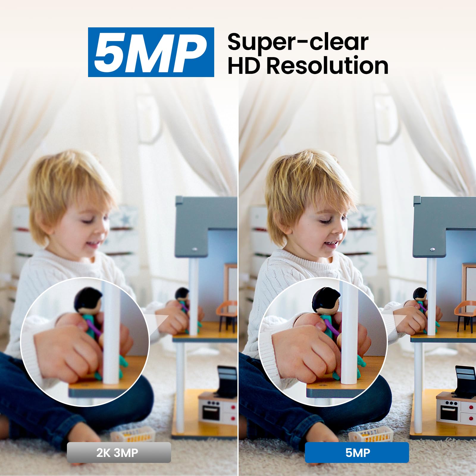 Cinnado 5Mp Security Camera Indoor 5G/2.4G Dual Wifi Cameras For Home Security With Audio And Video Ideal For Pet/Nanny/Baby Mon