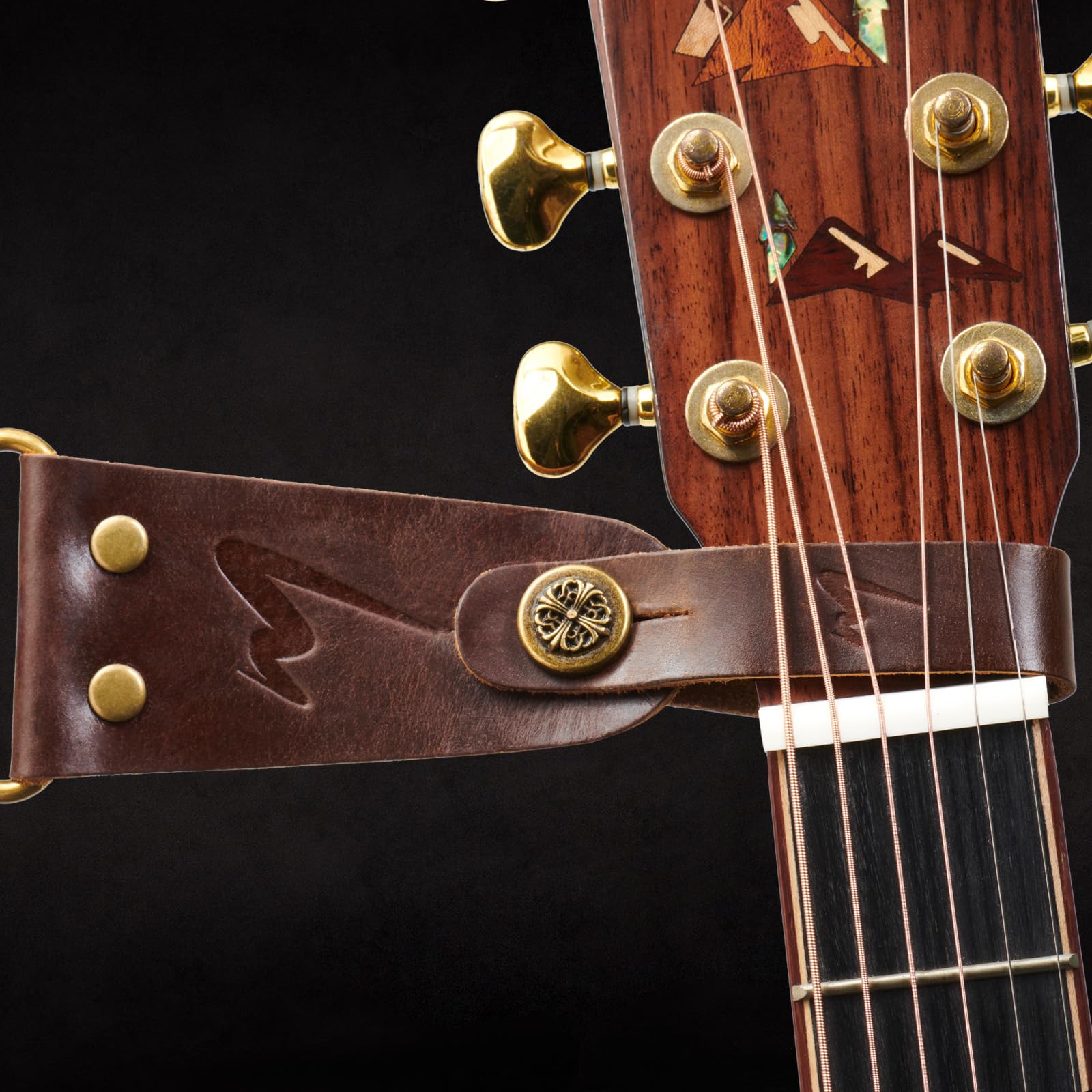 Musily Guitar Strap, Modern Embroidery Cotton & Extended Leather Ends For Bass, Acoustic & Electric Guitar Excellence, Enjoy Com