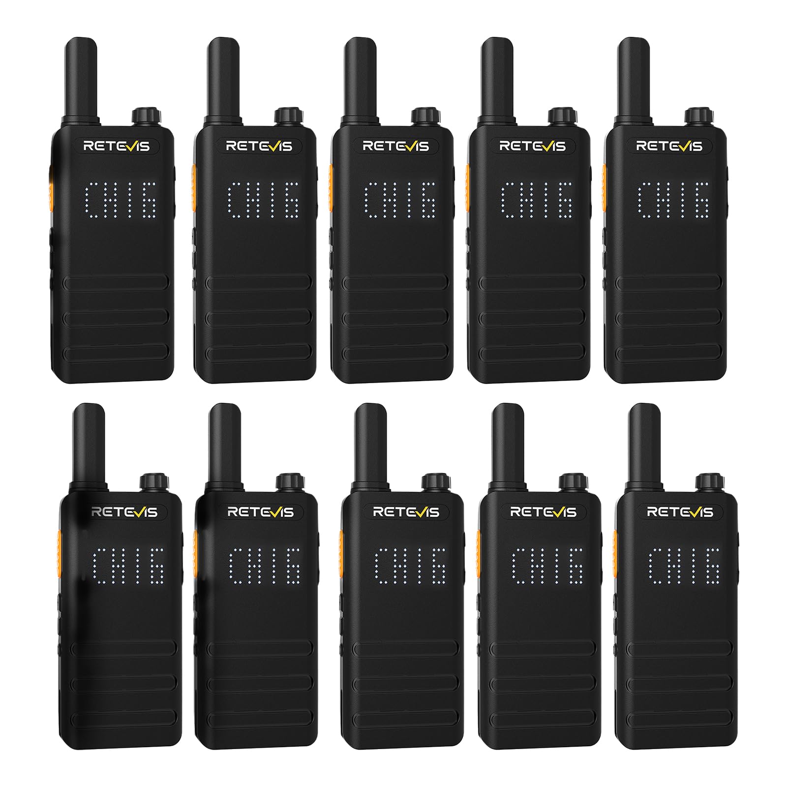 Retevis B3H Small Walkie Talkies With Led Diaplay, New Version Of Rt22(3.0), Ultra Slim, Usb C Rechargeable, With 1620 Mah Battery, Portable Frs Two Way Radios For Hotel School Restaurant (10 Pack)