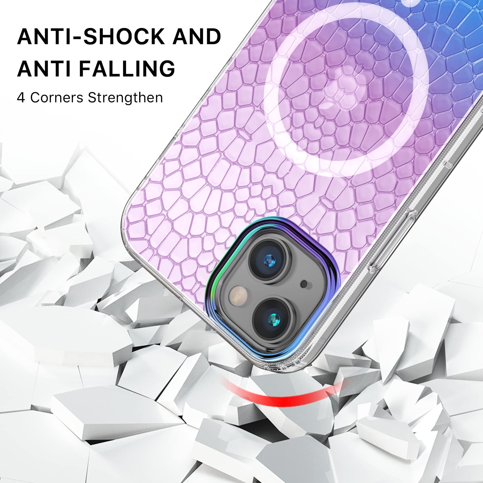 M MYBAT PRO Magnetic Slim Clear Case iPhone 14 6.1 inch MagSafe TPU Iridescent Snake Shockproof