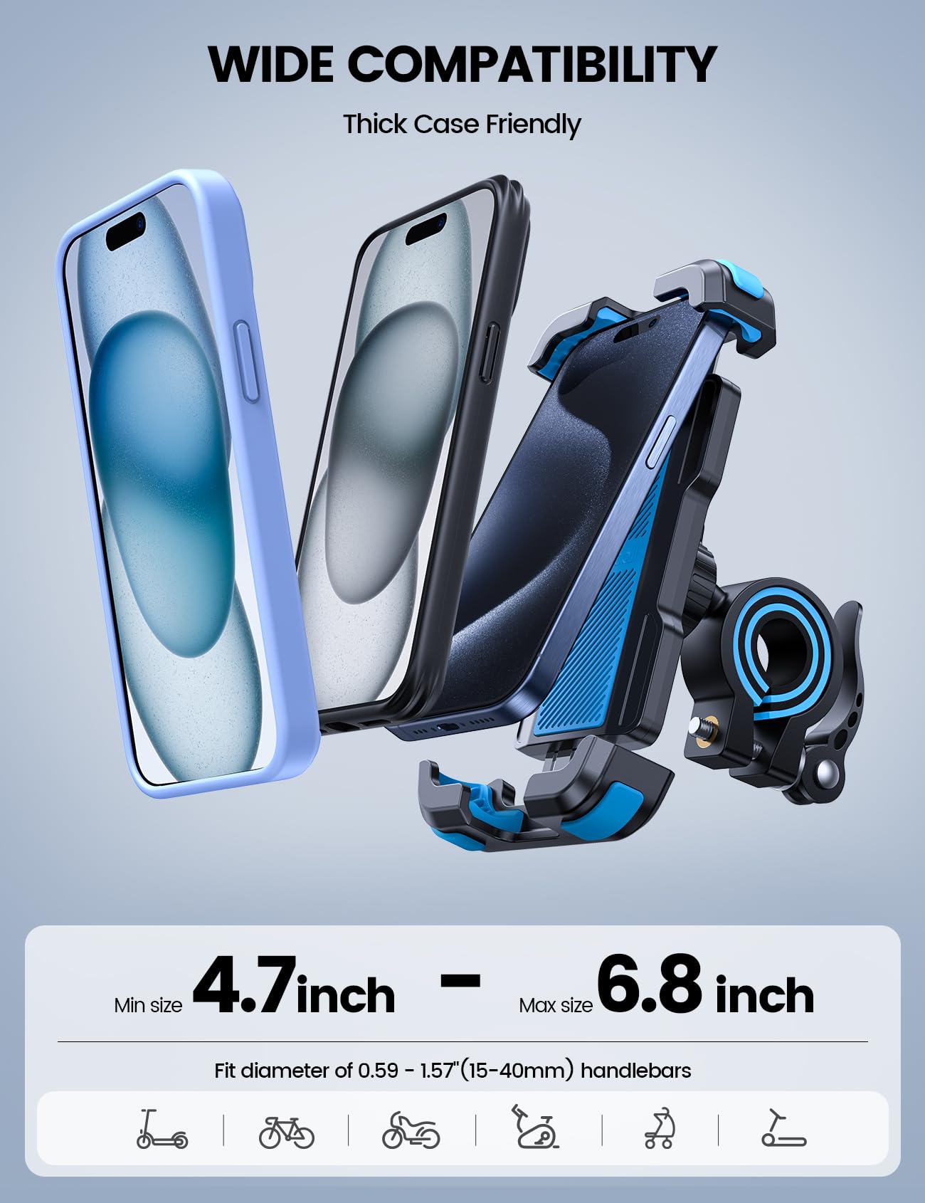 Lamicall Motorcycle Phone Mount, Bike Holder   Upgrade Adjustable Cell Holder, Bicycle Scooter Handlebar Cradle Clip For Iphone