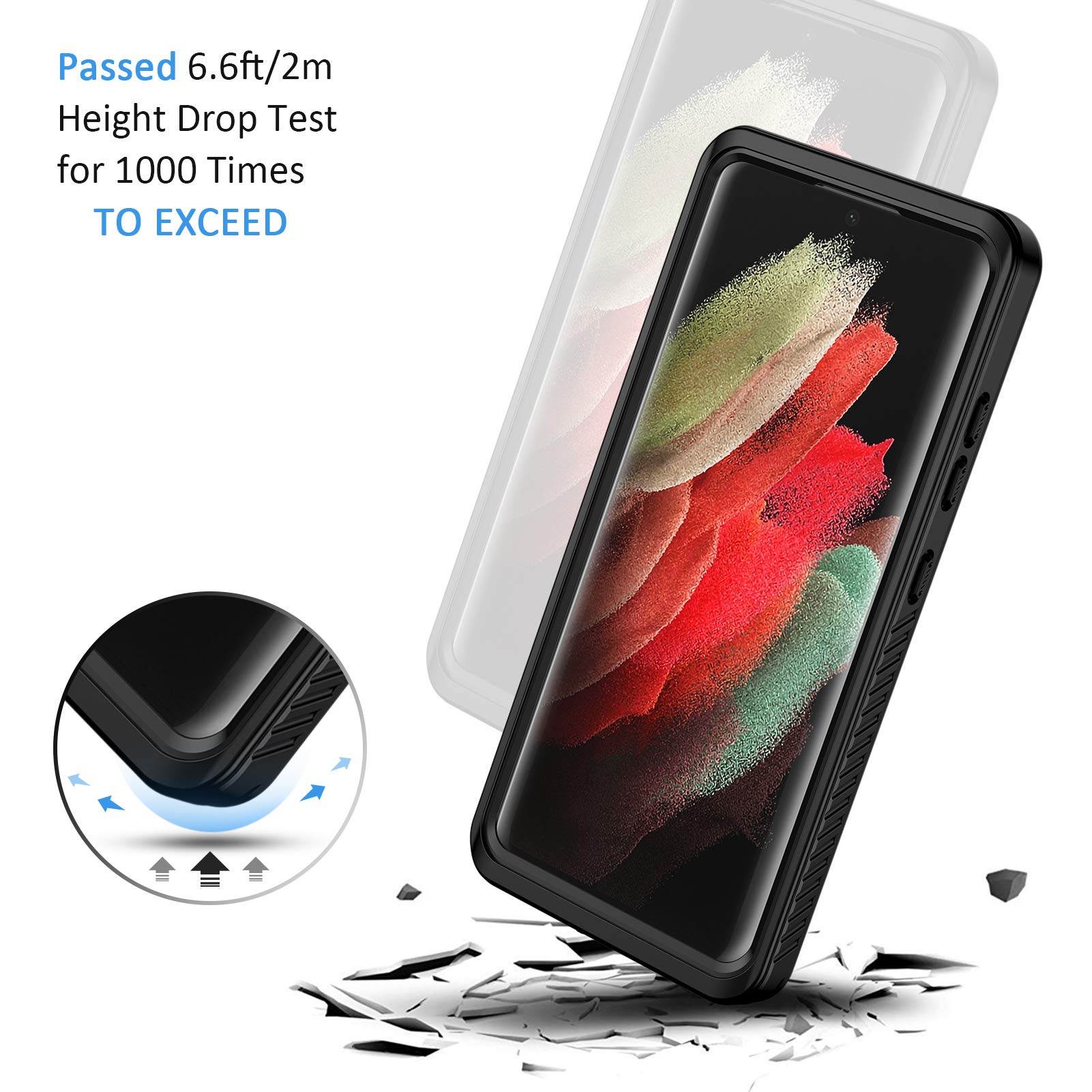 Lanhiem For Samsung Galaxy S21 Ultra Case, Ip68 Waterproof Dustproof, Built In Screen Protector, Rugged Full Body Shockproof Pro