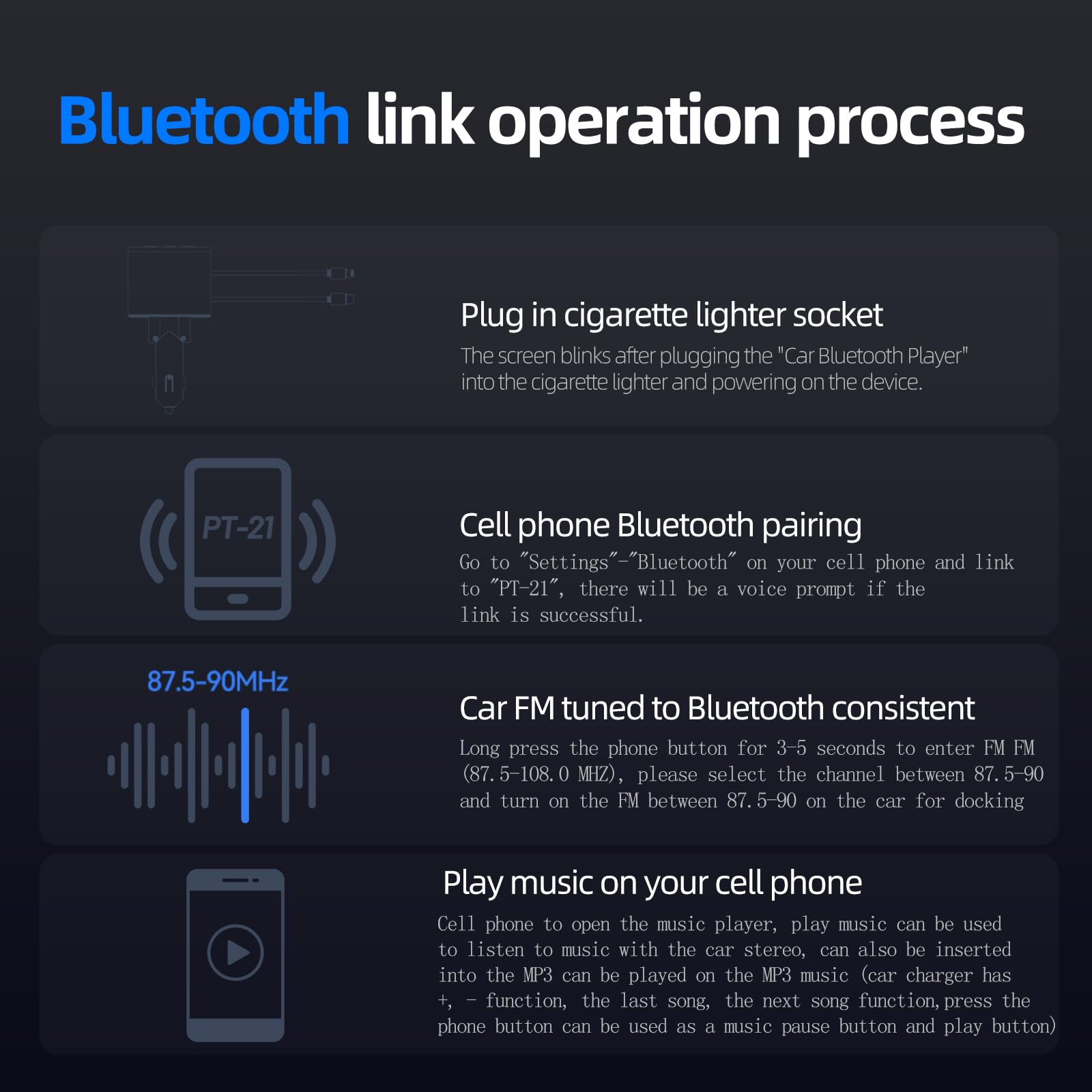 Bluetooth Fm Transmitter, Bluetooth Car Adapter Pd 100W,Retractable Car Charger 166W Fast Charging Built In Dual Retractable Cor