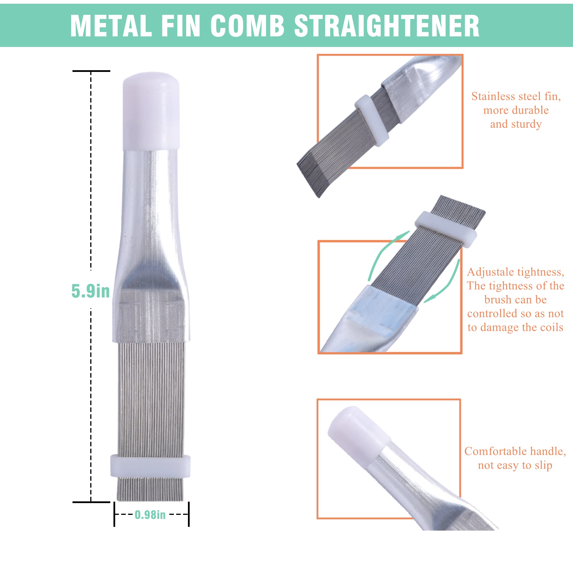 Lonchdan 2Pcs Air Conditioner Fin Comb Cleaner Kit Ac Coil Cleaning Brush Condenser Fin Straightener Ac Evaporator Comb Radiator