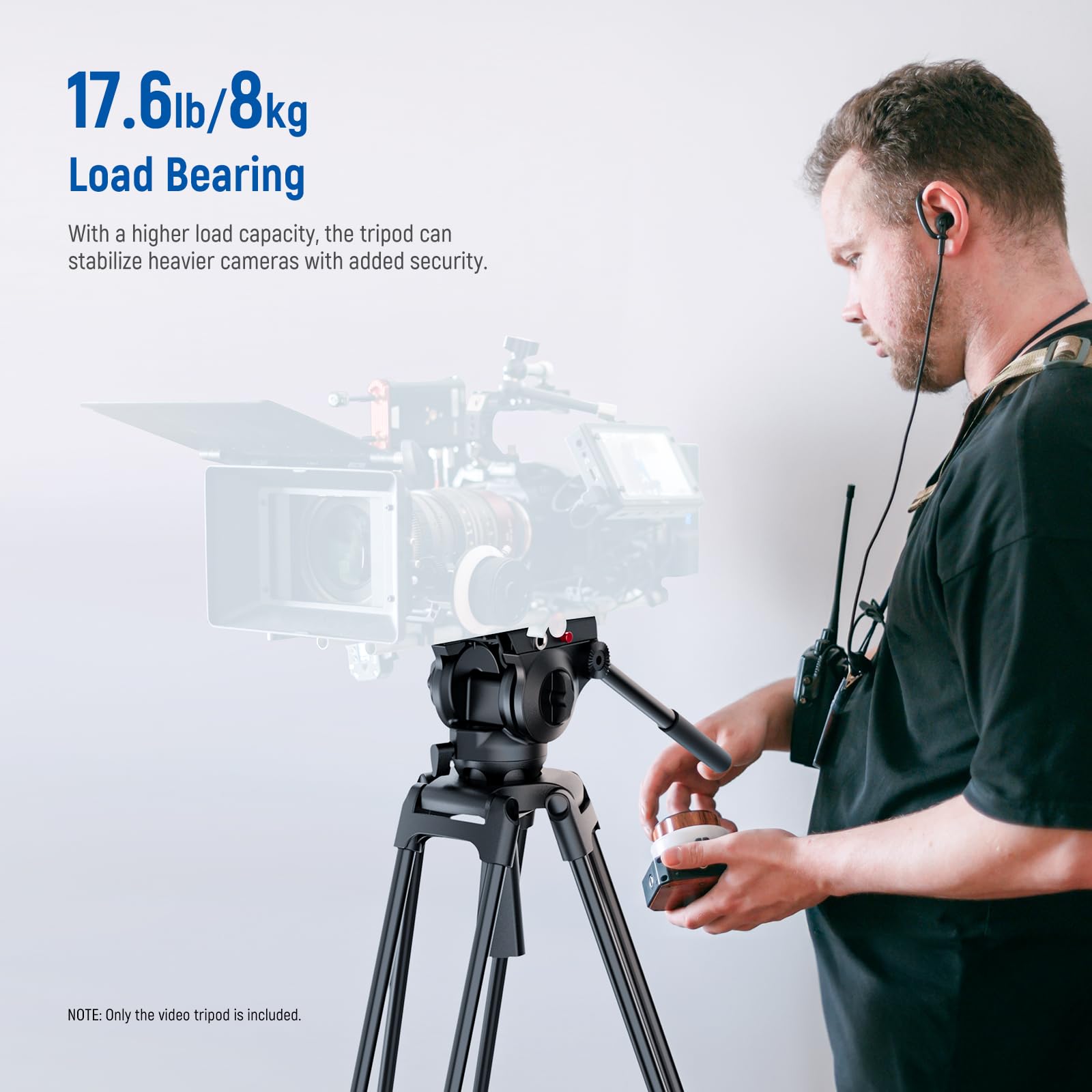 Neewer 74'' Video Tripod With Fluid Head [Basic Version], Metal Camera Tripod With Smooth Friction Damping, Mid Level Spreader,