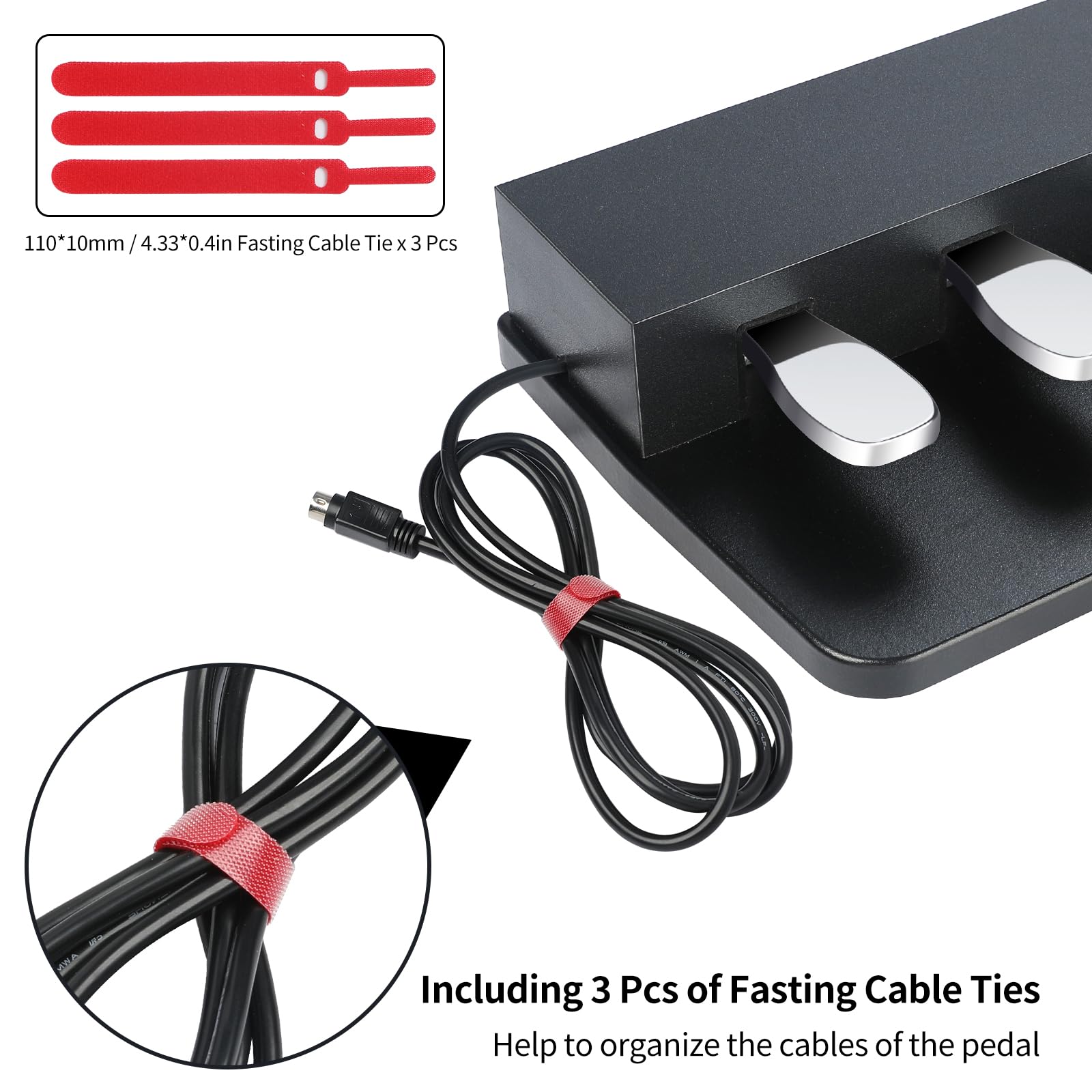 Atnedcvh 3 Pedal For Digital Keyboard Piano, Three Pedal Unit For Yamaha P85 P95 P48 P105 P115 Electric Pianos Keyboards