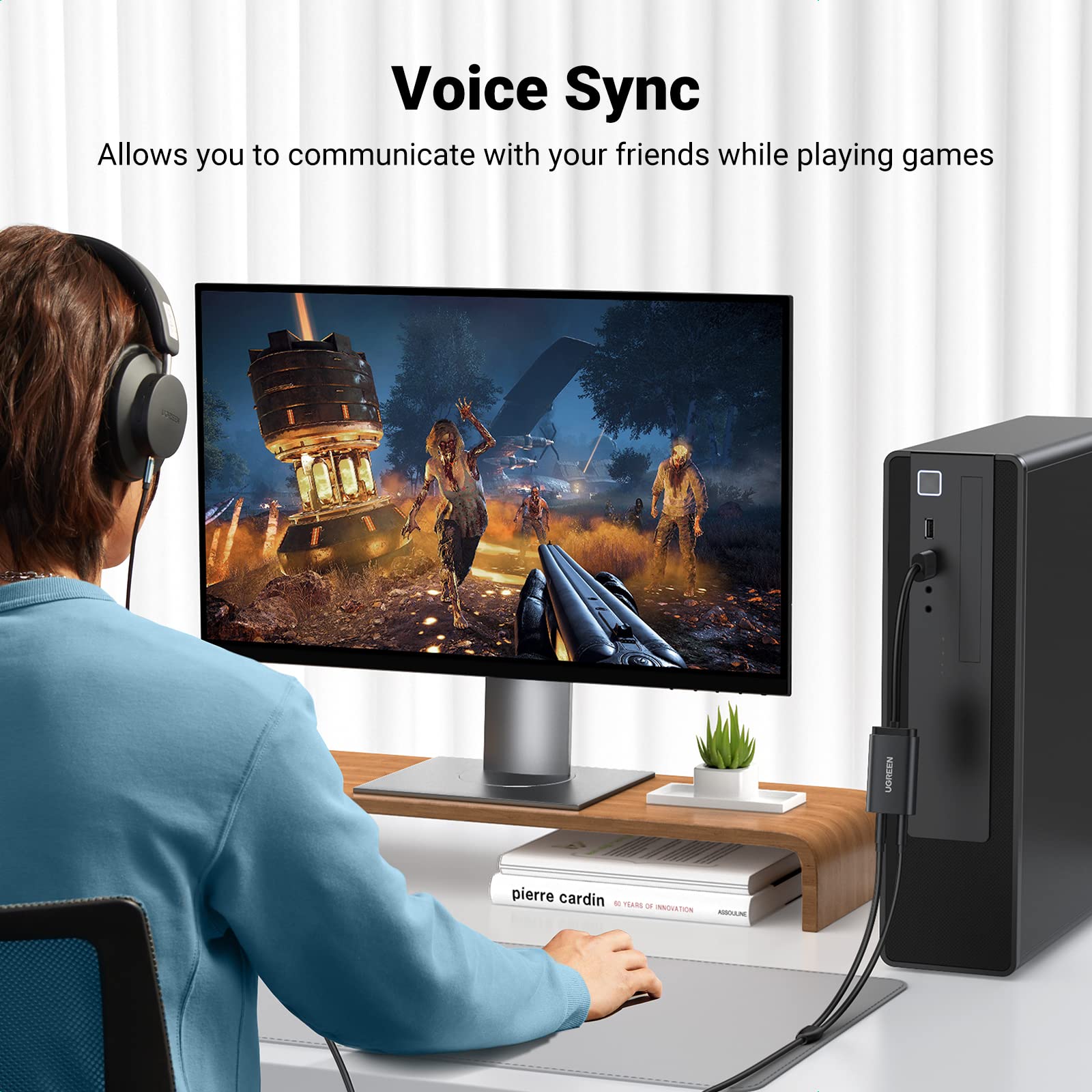 Ugreen Usb To Audio Jack Sound Card Adapter With Dual Trs 3-Pole Headphone And Microphone Usb To Aux 3.5Mm External Audio Conver