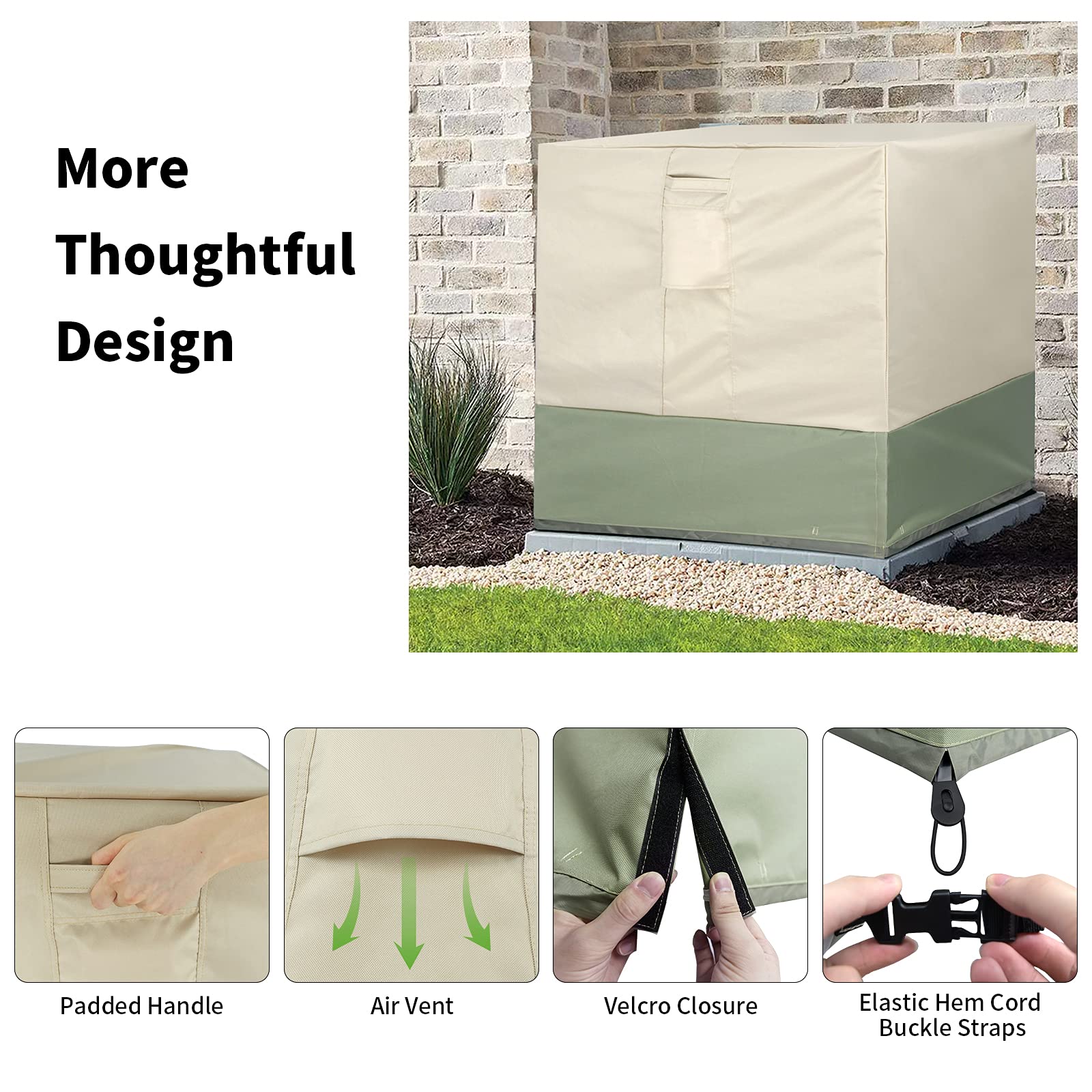 Loodro Air Conditioner Cover For Outside Units, 24 Inch Outdoor Ac Cover For Outside Unit Windproof, 600D Heavy Duty Oxford Fabr