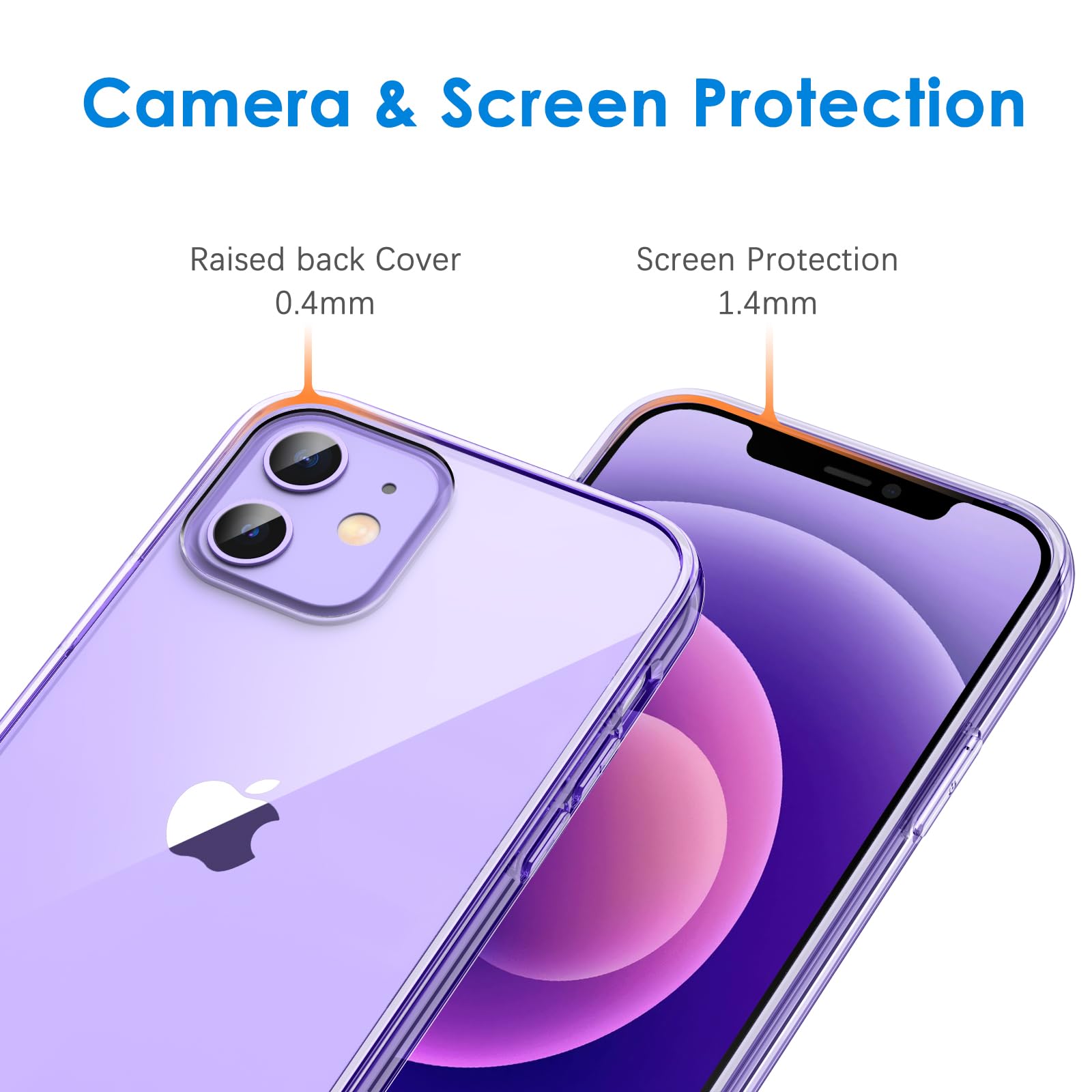 Jetech Case For Iphone 12/12 Pro 6.1 Inch, Non Yellowing Shockproof Phone Bumper Cover, Anti Scratch Clear Back (Deep Purple)
