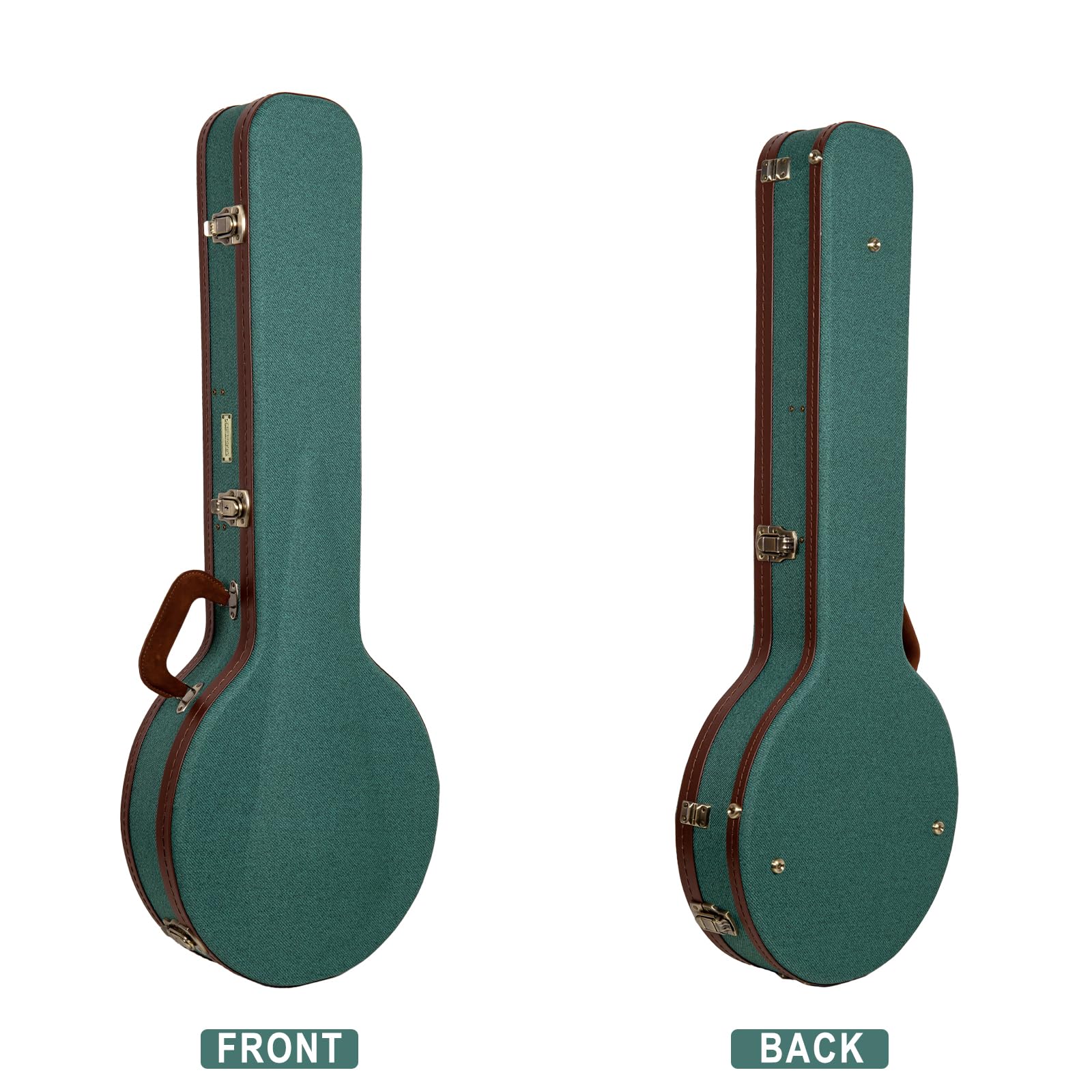 Crossrock Master Series Openback Banjo Case | Malachite Blue Tweed Exterior, Re-Engineered Wooden Shell, Leather Handle & Gold V